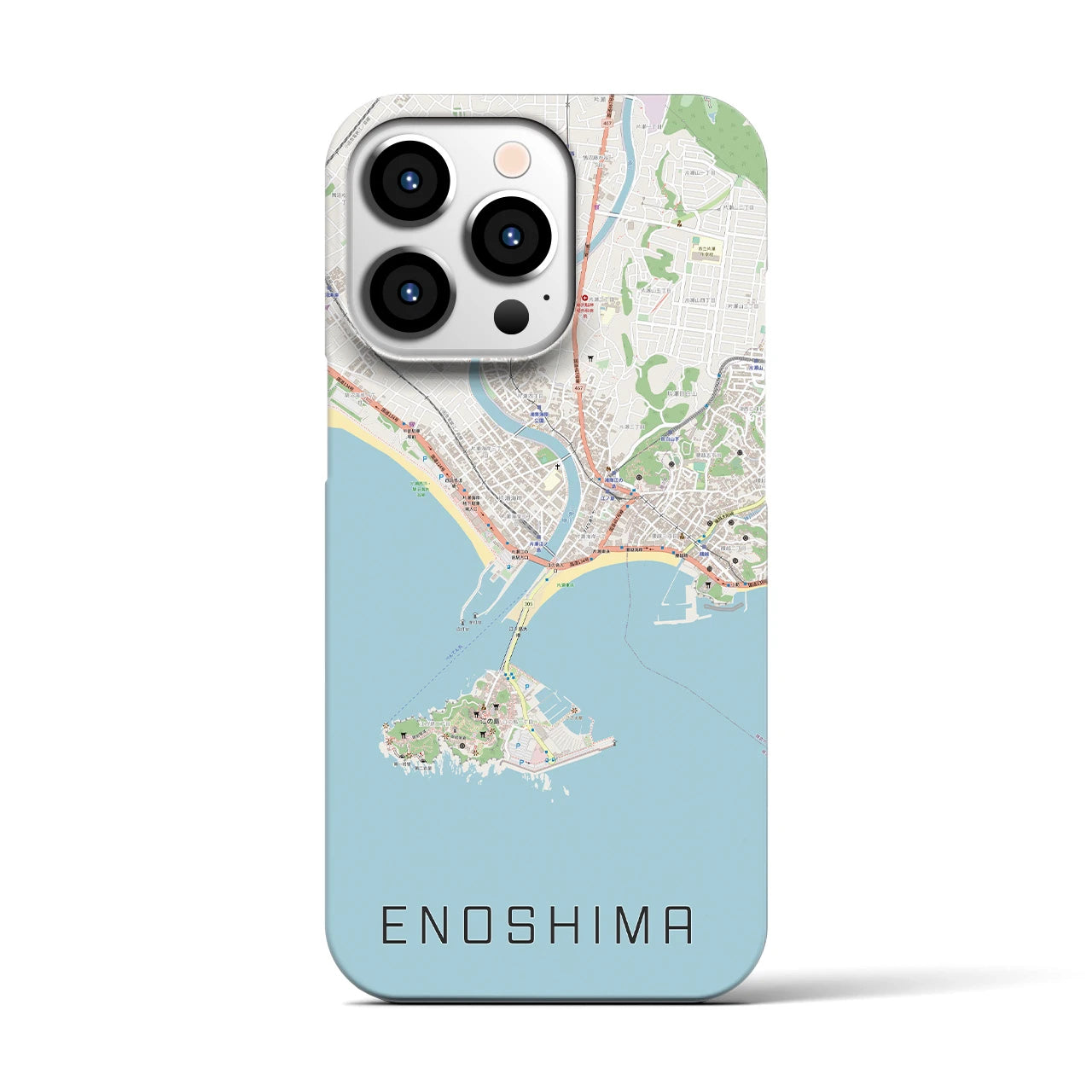 【江ノ島】地図柄iPhoneケース（バックカバータイプ・ナチュラル）iPhone 13 Pro 用