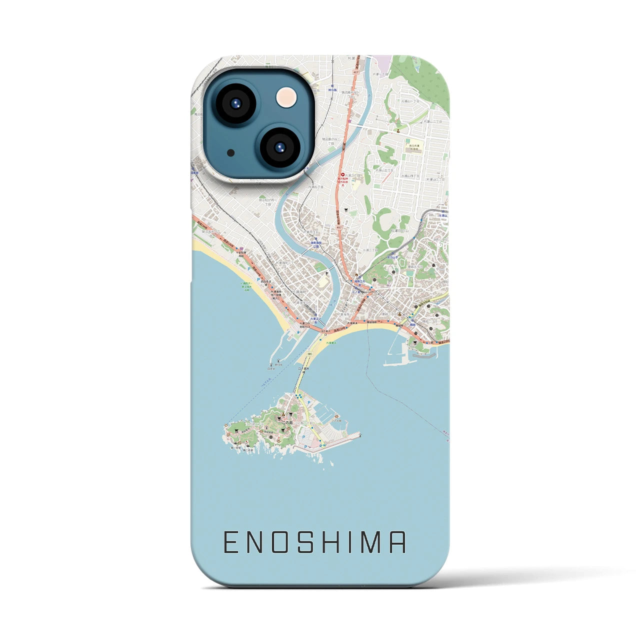 【江ノ島】地図柄iPhoneケース（バックカバータイプ・ナチュラル）iPhone 13 用