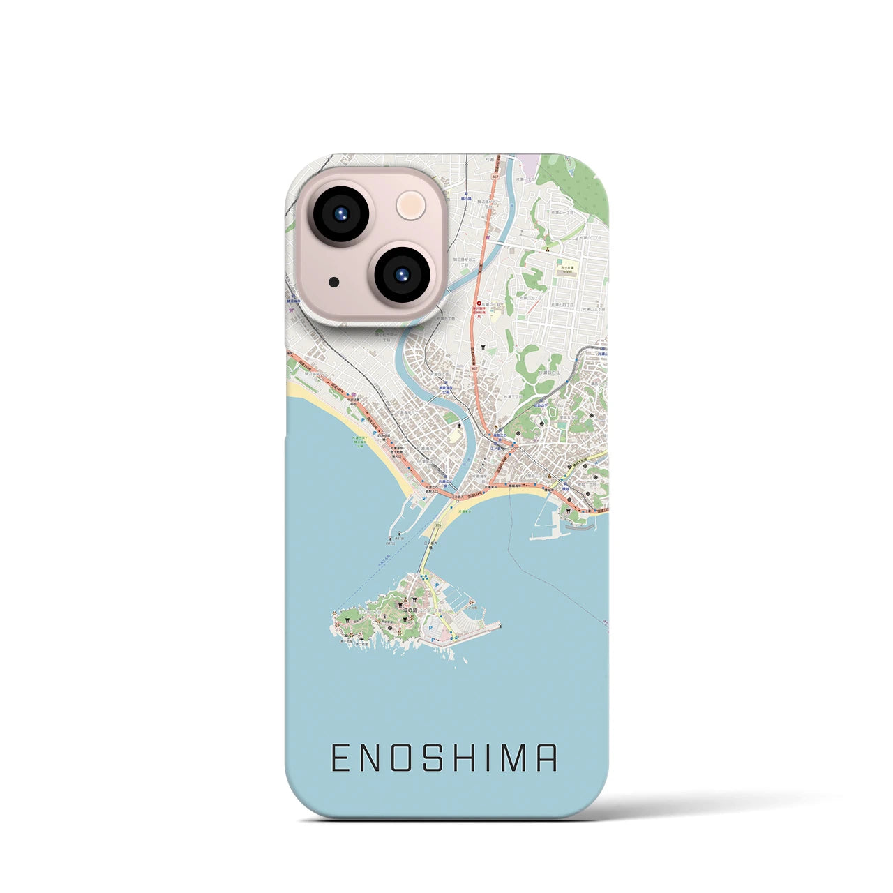 【江ノ島】地図柄iPhoneケース（バックカバータイプ・ナチュラル）iPhone 13 mini 用