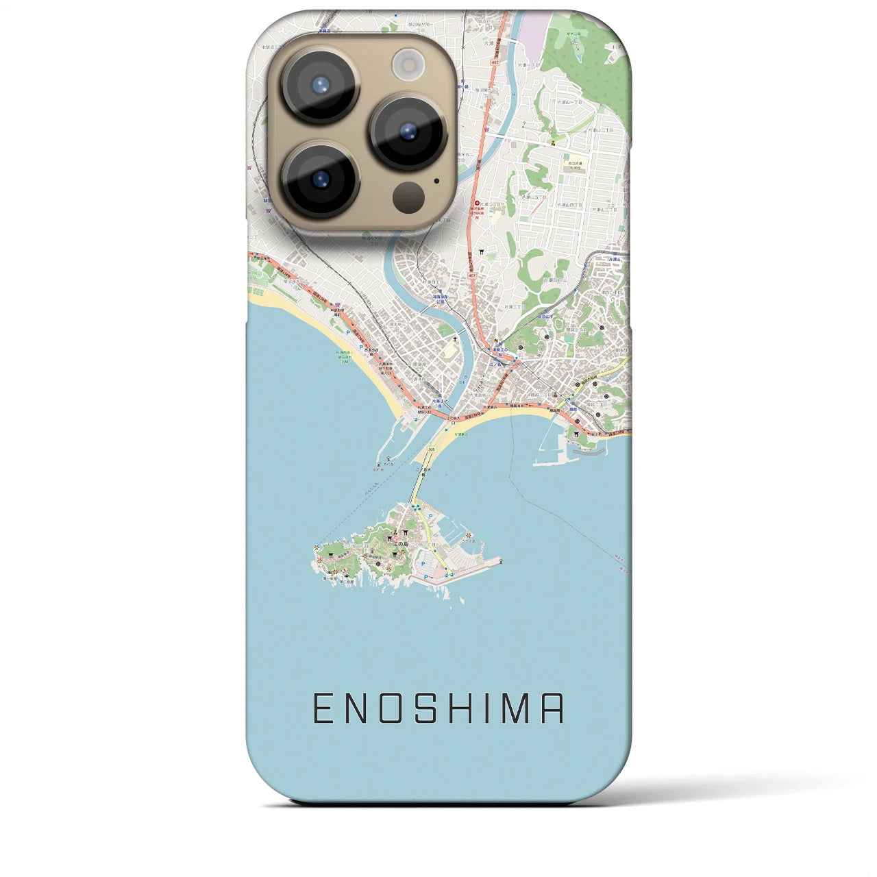 【江ノ島】地図柄iPhoneケース（バックカバータイプ・ナチュラル）iPhone 14 Pro Max 用
