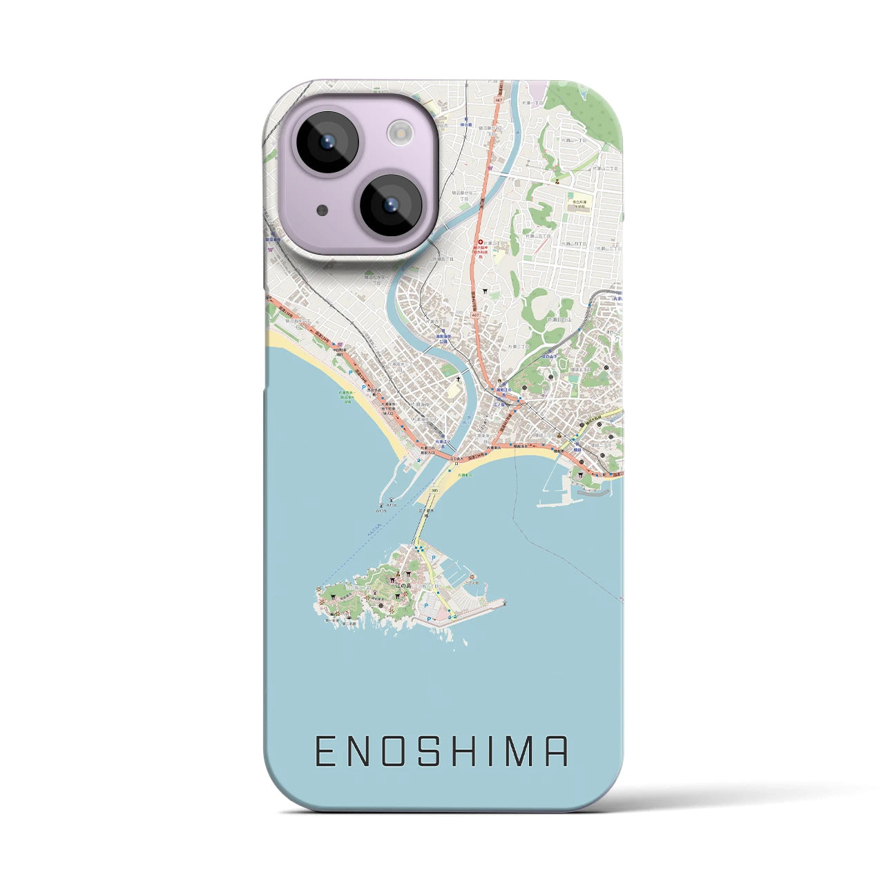 【江ノ島】地図柄iPhoneケース（バックカバータイプ・ナチュラル）iPhone 14 用