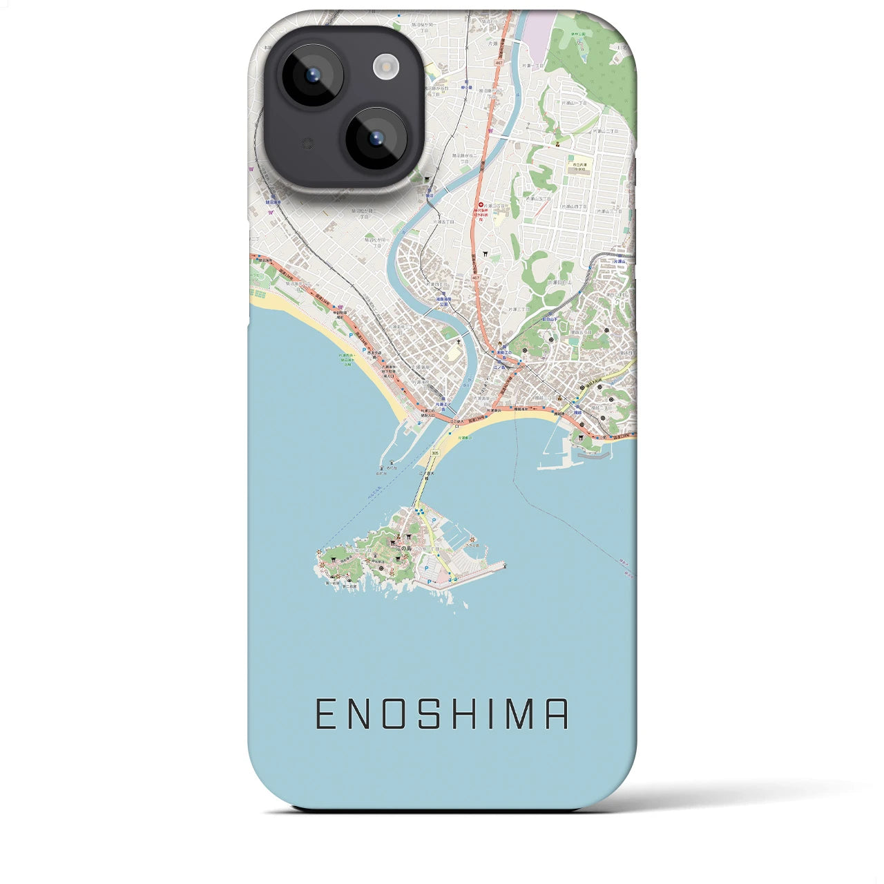 【江ノ島】地図柄iPhoneケース（バックカバータイプ・ナチュラル）iPhone 14 Plus 用
