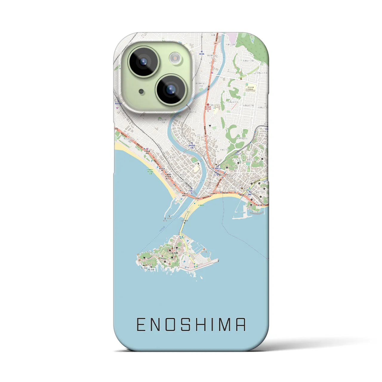 【江ノ島】地図柄iPhoneケース（バックカバータイプ・ナチュラル）iPhone 15 用