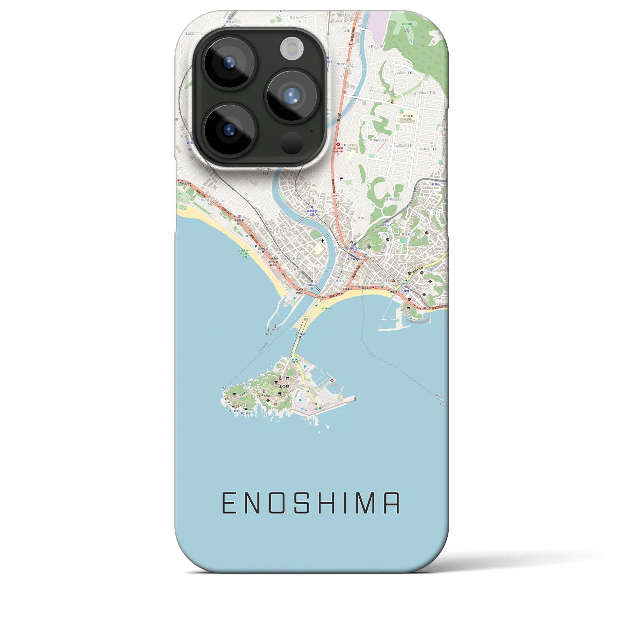 【江ノ島】地図柄iPhoneケース（バックカバータイプ・ナチュラル）iPhone 15 Pro Max 用
