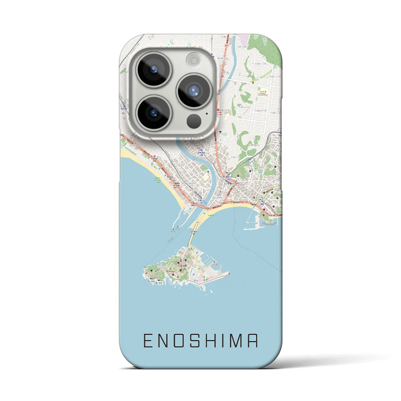 【江ノ島】地図柄iPhoneケース（バックカバータイプ・ナチュラル）iPhone 15 Pro 用