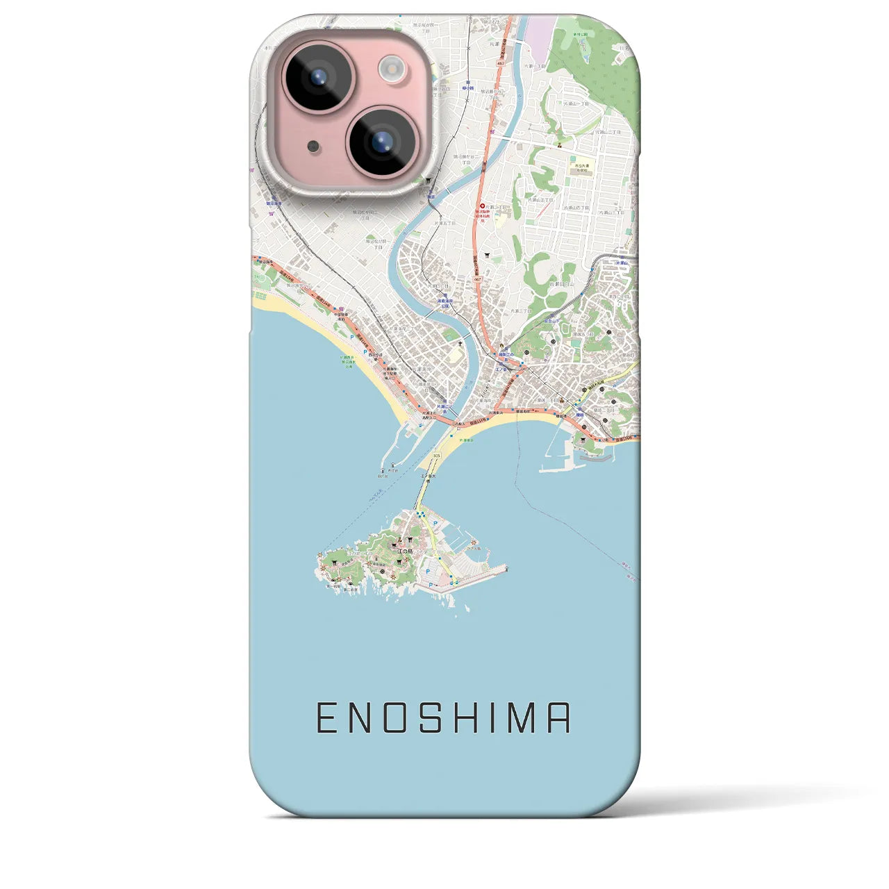 【江ノ島】地図柄iPhoneケース（バックカバータイプ・ナチュラル）iPhone 15 Plus 用
