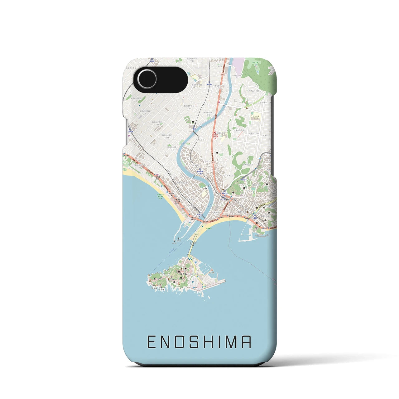 【江ノ島】地図柄iPhoneケース（バックカバータイプ・ナチュラル）iPhone SE（第3 / 第2世代） / 8 / 7 / 6s / 6 用