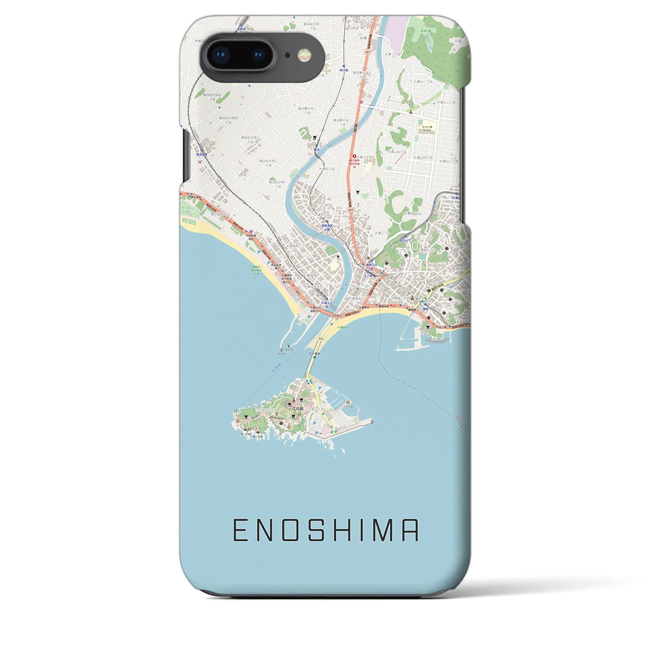 【江ノ島】地図柄iPhoneケース（バックカバータイプ・ナチュラル）iPhone 8Plus /7Plus / 6sPlus / 6Plus 用