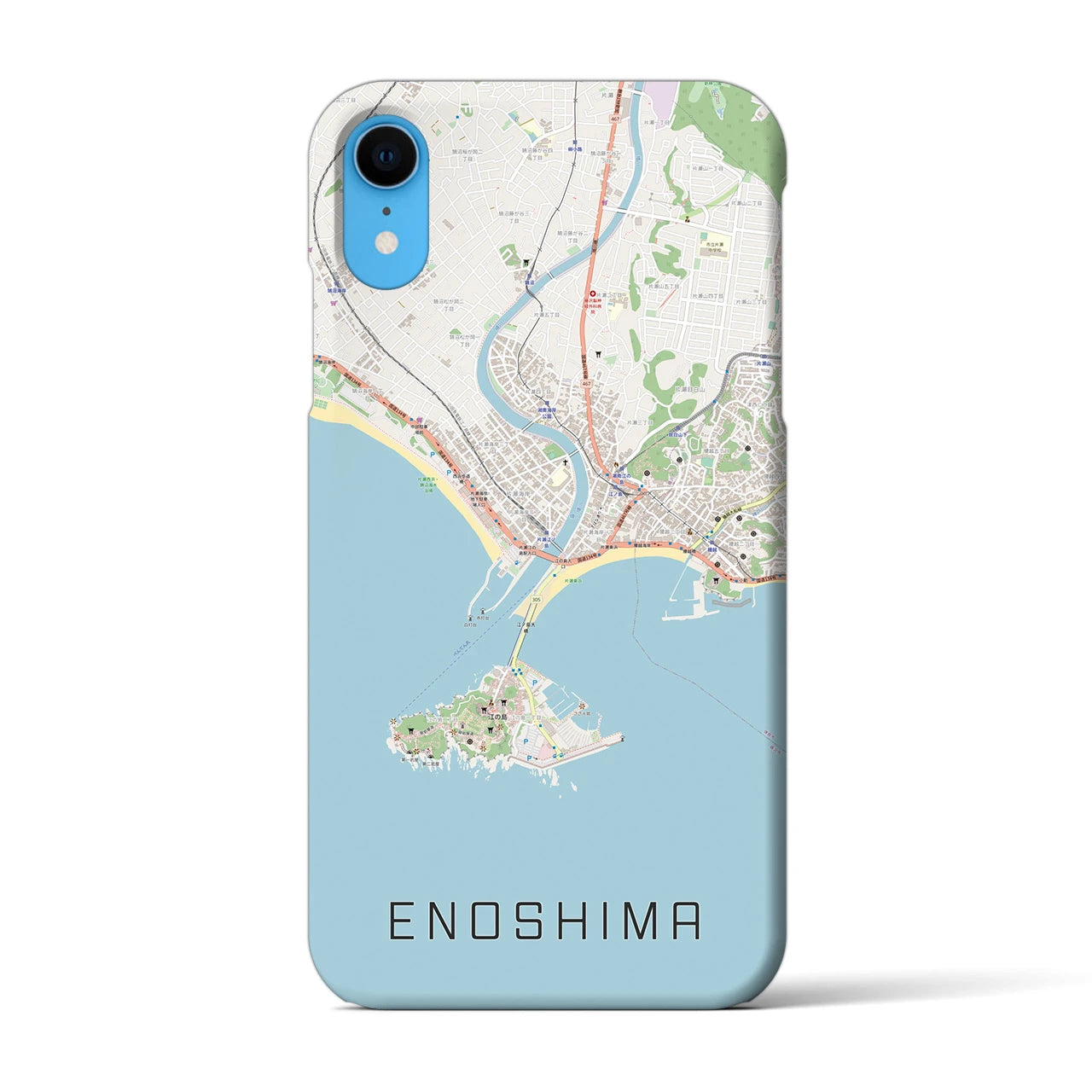 【江ノ島】地図柄iPhoneケース（バックカバータイプ・ナチュラル）iPhone XR 用