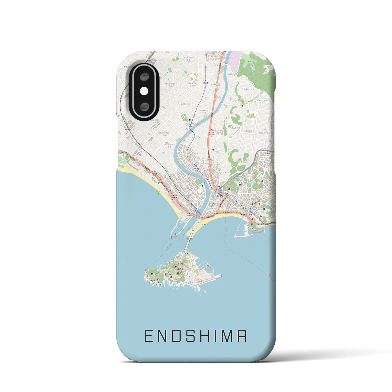 【江ノ島】地図柄iPhoneケース（バックカバータイプ・ナチュラル）iPhone XS / X 用