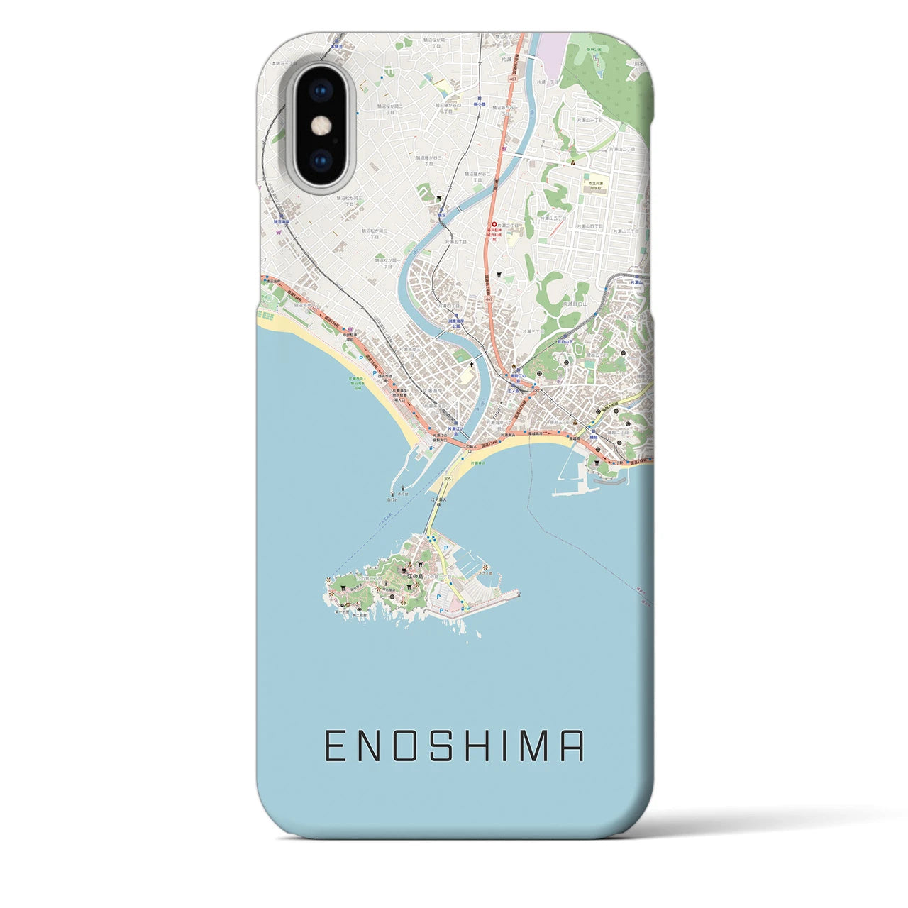 【江ノ島】地図柄iPhoneケース（バックカバータイプ・ナチュラル）iPhone XS Max 用