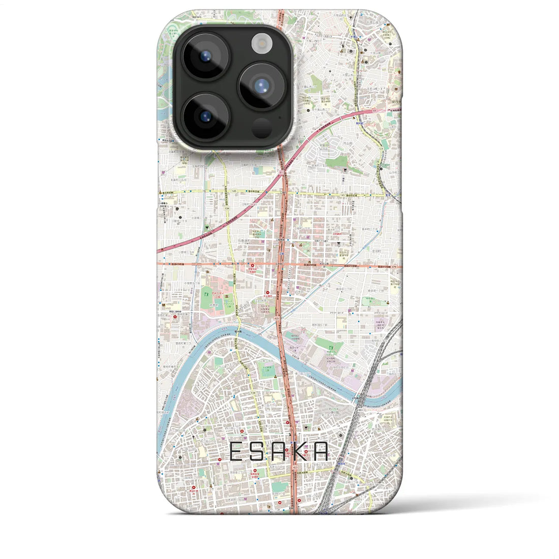 【江坂】地図柄iPhoneケース（バックカバータイプ・ナチュラル）iPhone 15 Pro Max 用