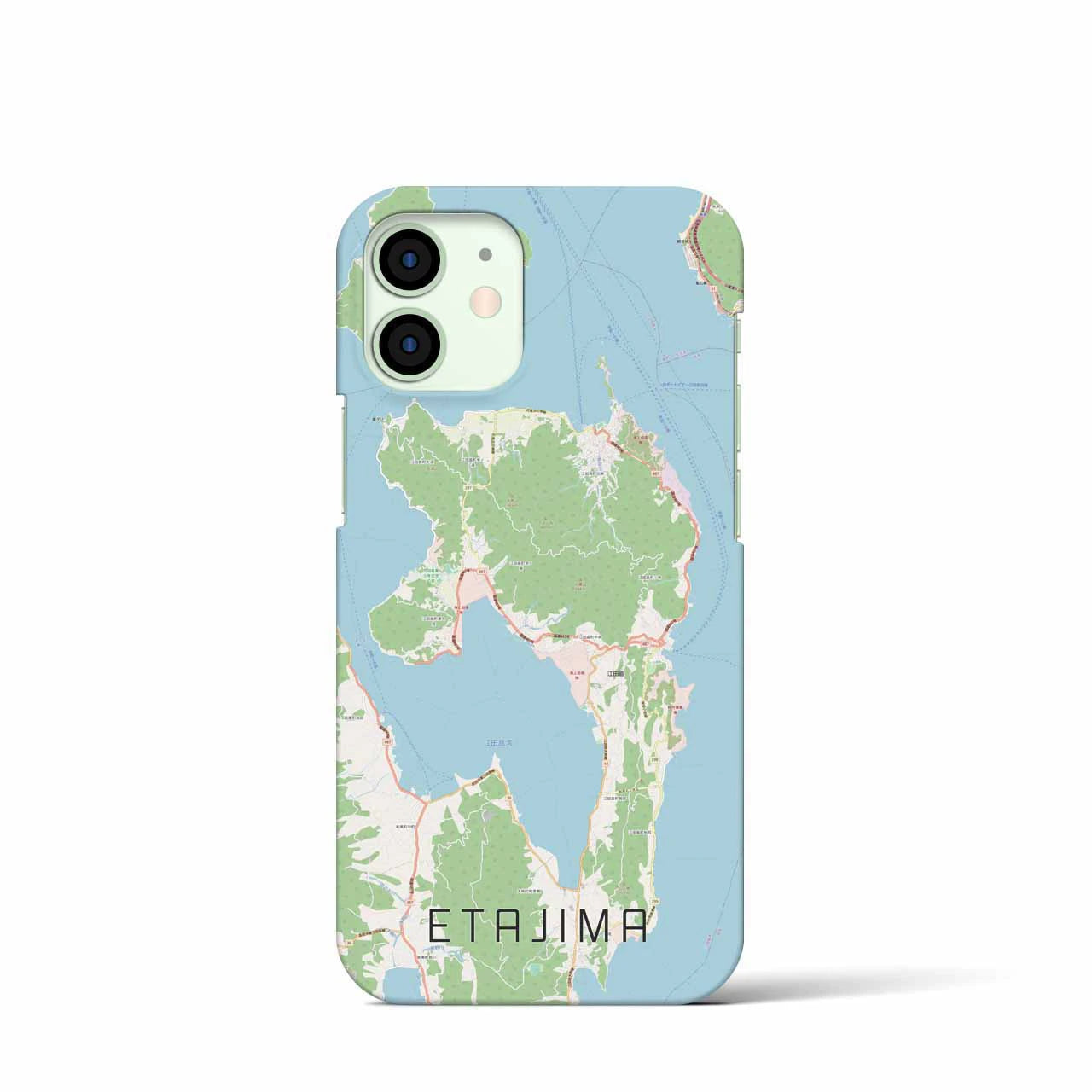 【江田島】地図柄iPhoneケース（バックカバータイプ・ナチュラル）iPhone 12 mini 用
