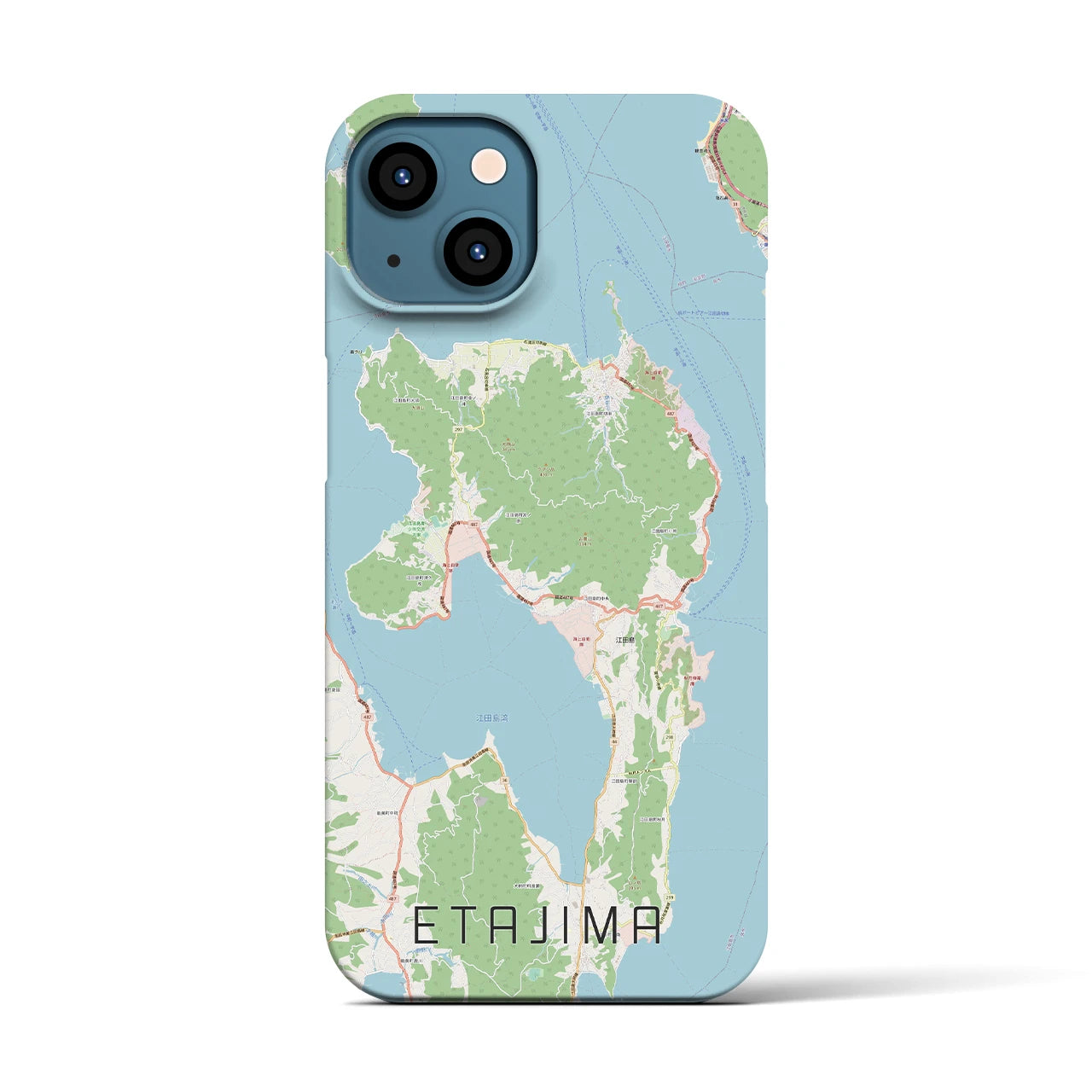【江田島】地図柄iPhoneケース（バックカバータイプ・ナチュラル）iPhone 13 用