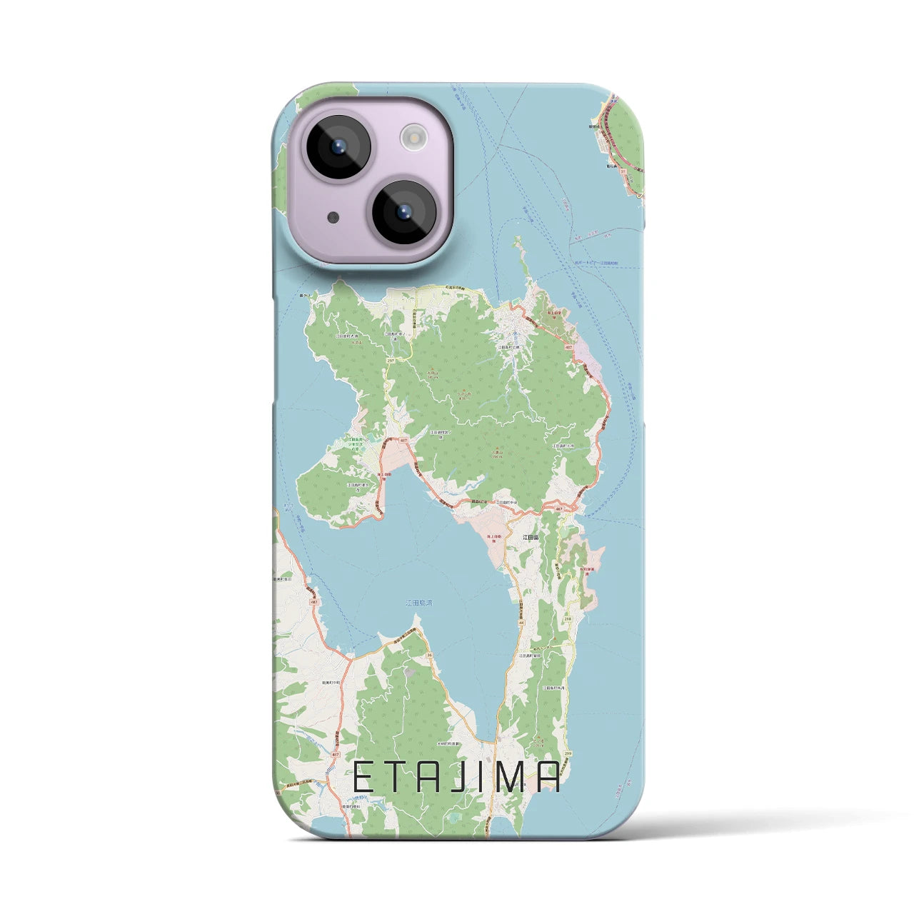 【江田島】地図柄iPhoneケース（バックカバータイプ・ナチュラル）iPhone 14 用
