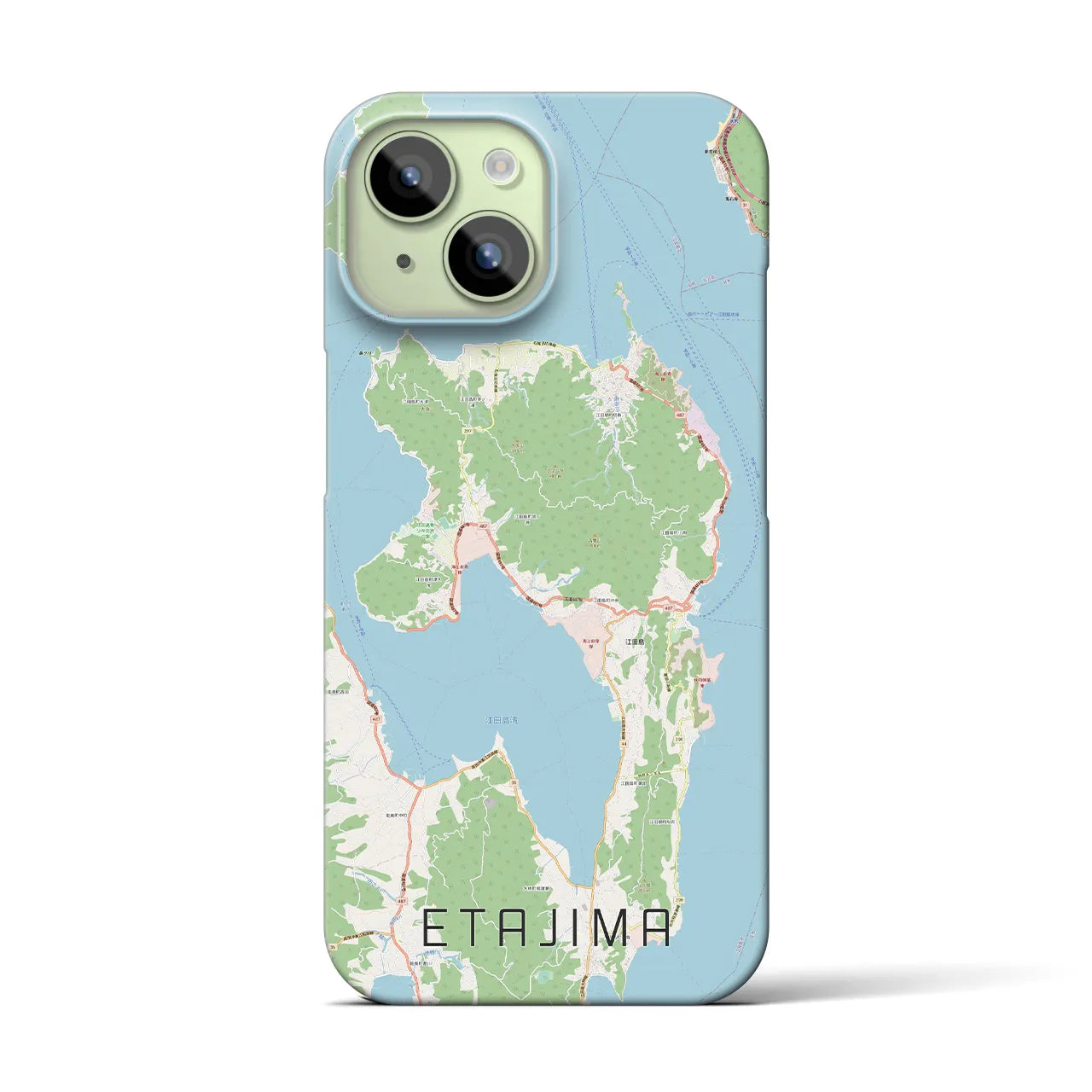 【江田島】地図柄iPhoneケース（バックカバータイプ・ナチュラル）iPhone 15 用