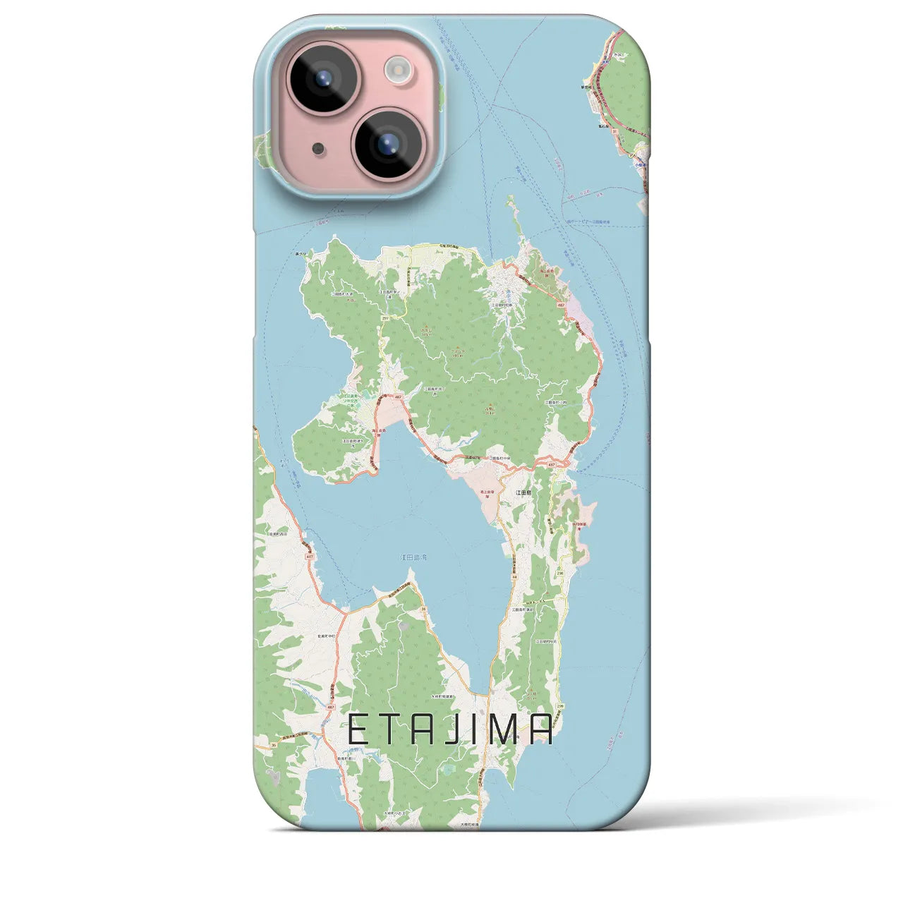 【江田島】地図柄iPhoneケース（バックカバータイプ・ナチュラル）iPhone 15 Plus 用