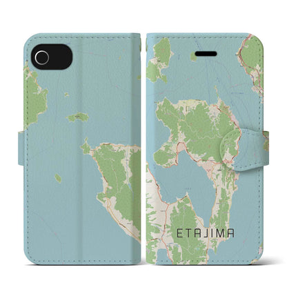 【江田島（広島県）】地図柄iPhoneケース（手帳タイプ）ナチュラル・iPhone SE（第3 / 第2世代） / 8 / 7 / 6s / 6 用