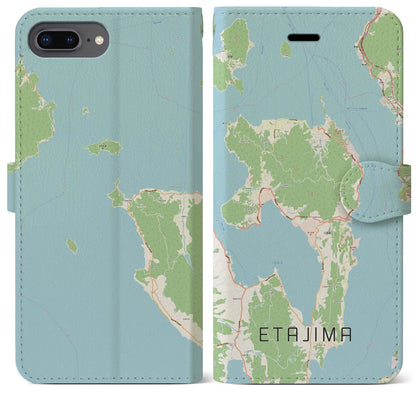 【江田島（広島県）】地図柄iPhoneケース（手帳タイプ）ナチュラル・iPhone 8Plus /7Plus / 6sPlus / 6Plus 用