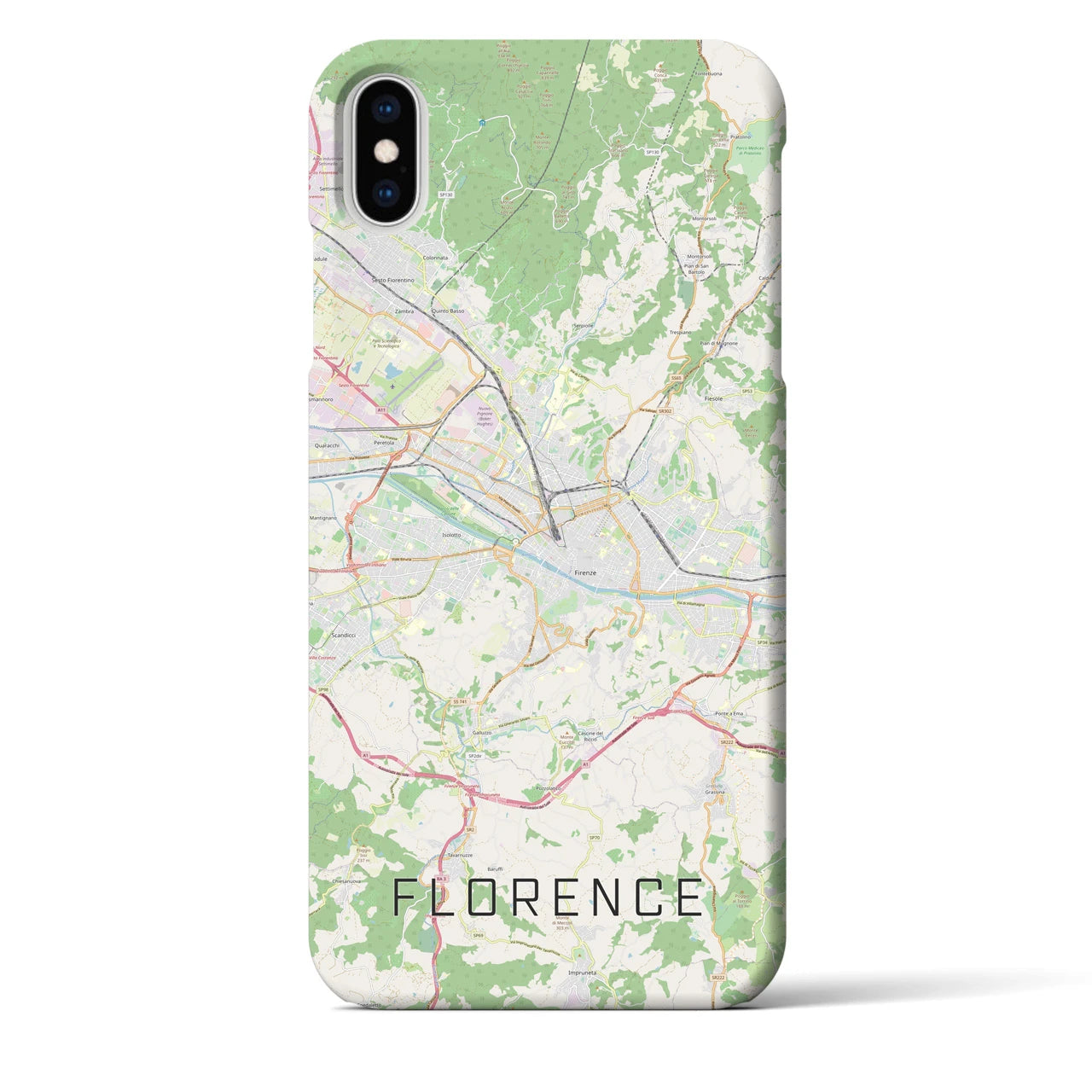 【フィレンツェ】地図柄iPhoneケース（バックカバータイプ・ナチュラル）iPhone XS Max 用