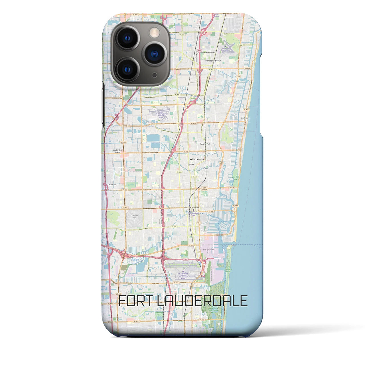 【フォートローダーデール】地図柄iPhoneケース（バックカバータイプ・ナチュラル）iPhone 11 Pro Max 用