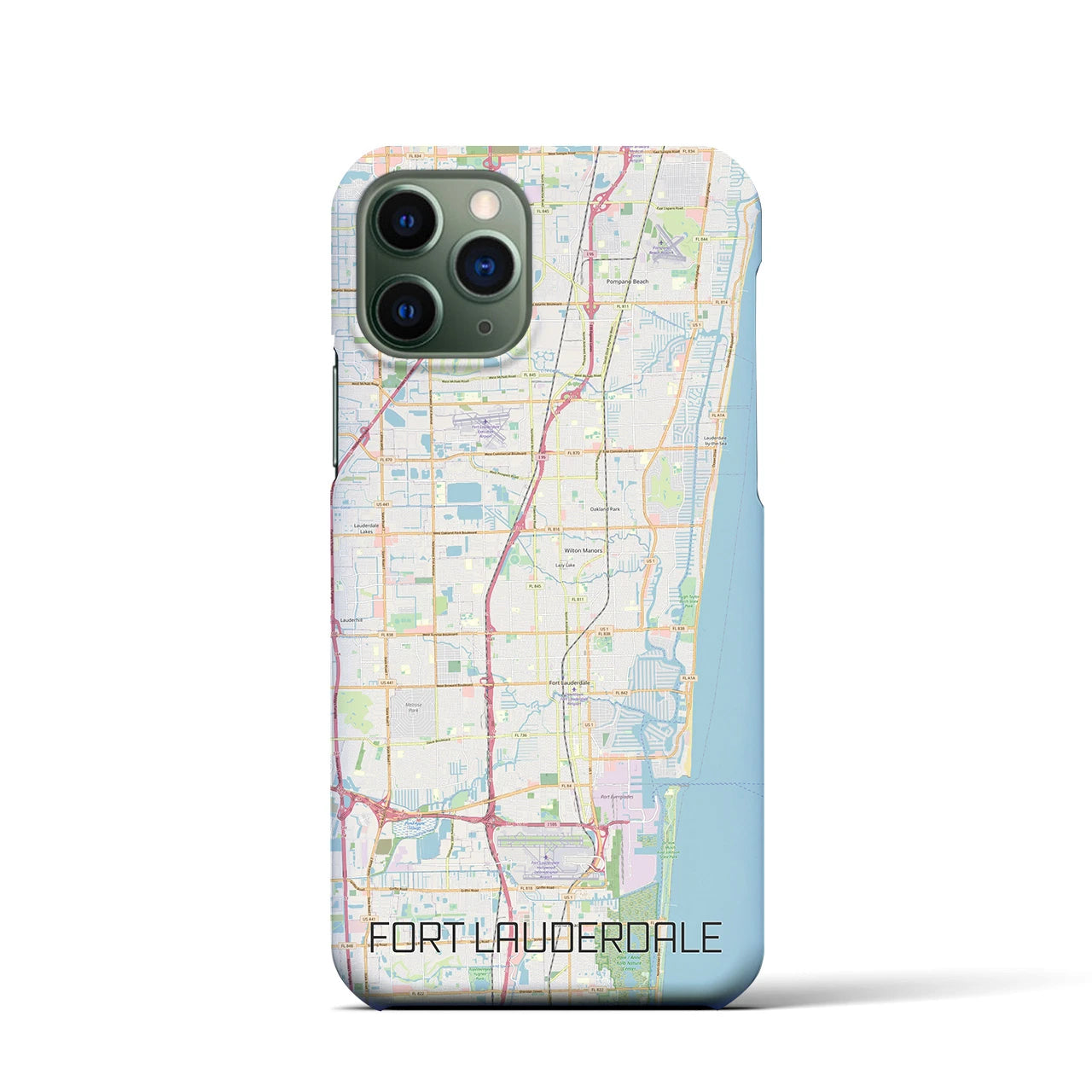 【フォートローダーデール】地図柄iPhoneケース（バックカバータイプ・ナチュラル）iPhone 11 Pro 用