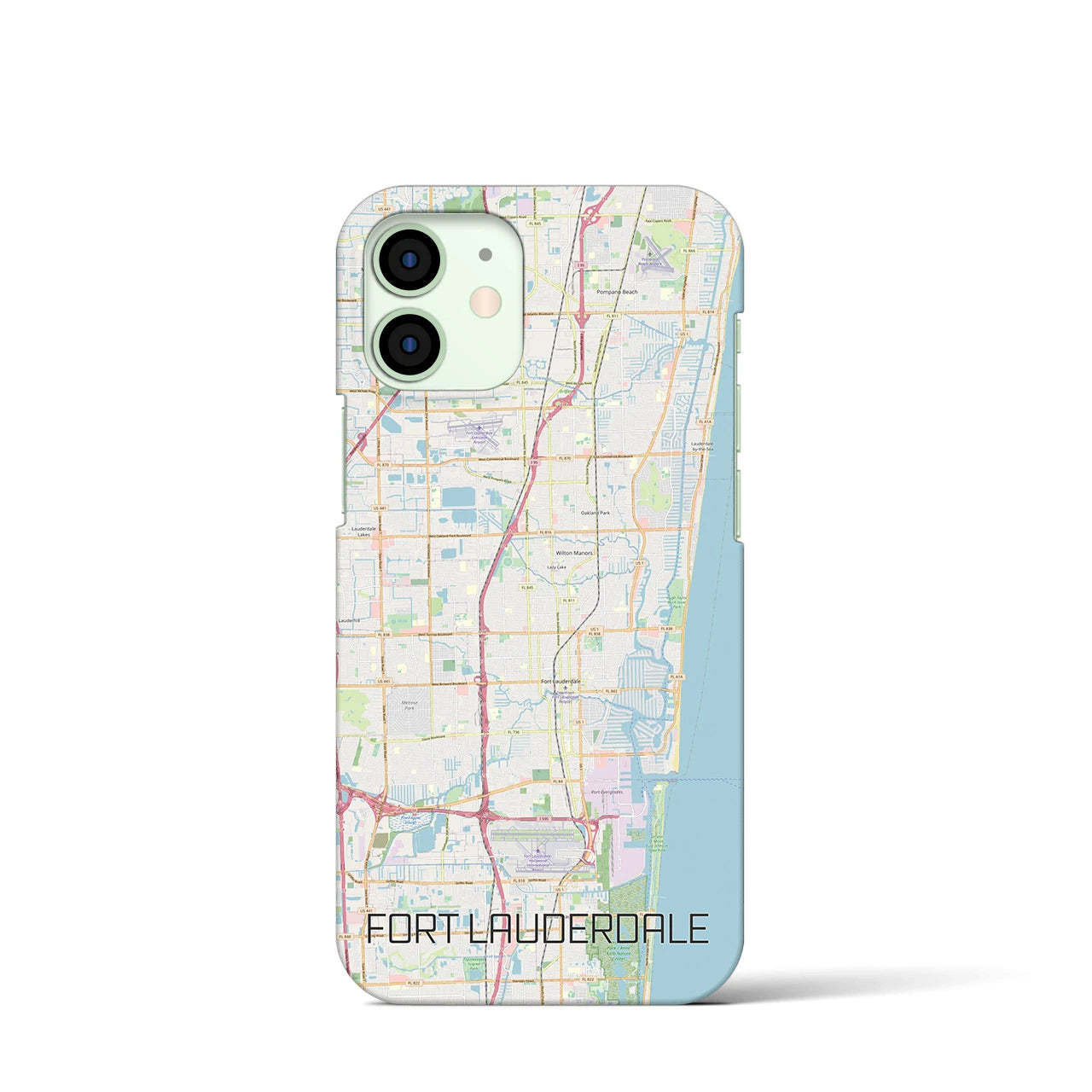 【フォートローダーデール】地図柄iPhoneケース（バックカバータイプ・ナチュラル）iPhone 12 mini 用