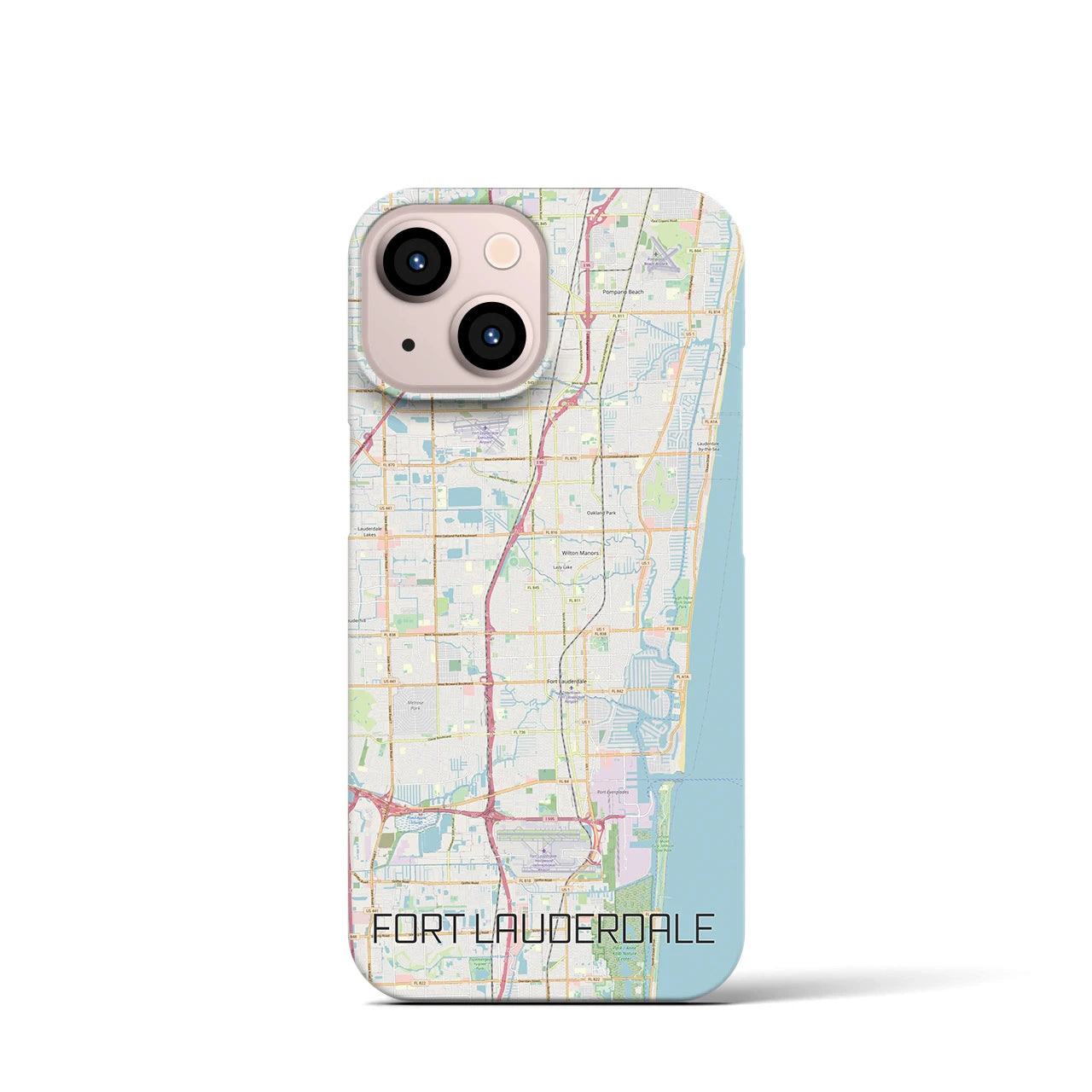【フォートローダーデール】地図柄iPhoneケース（バックカバータイプ・ナチュラル）iPhone 13 mini 用