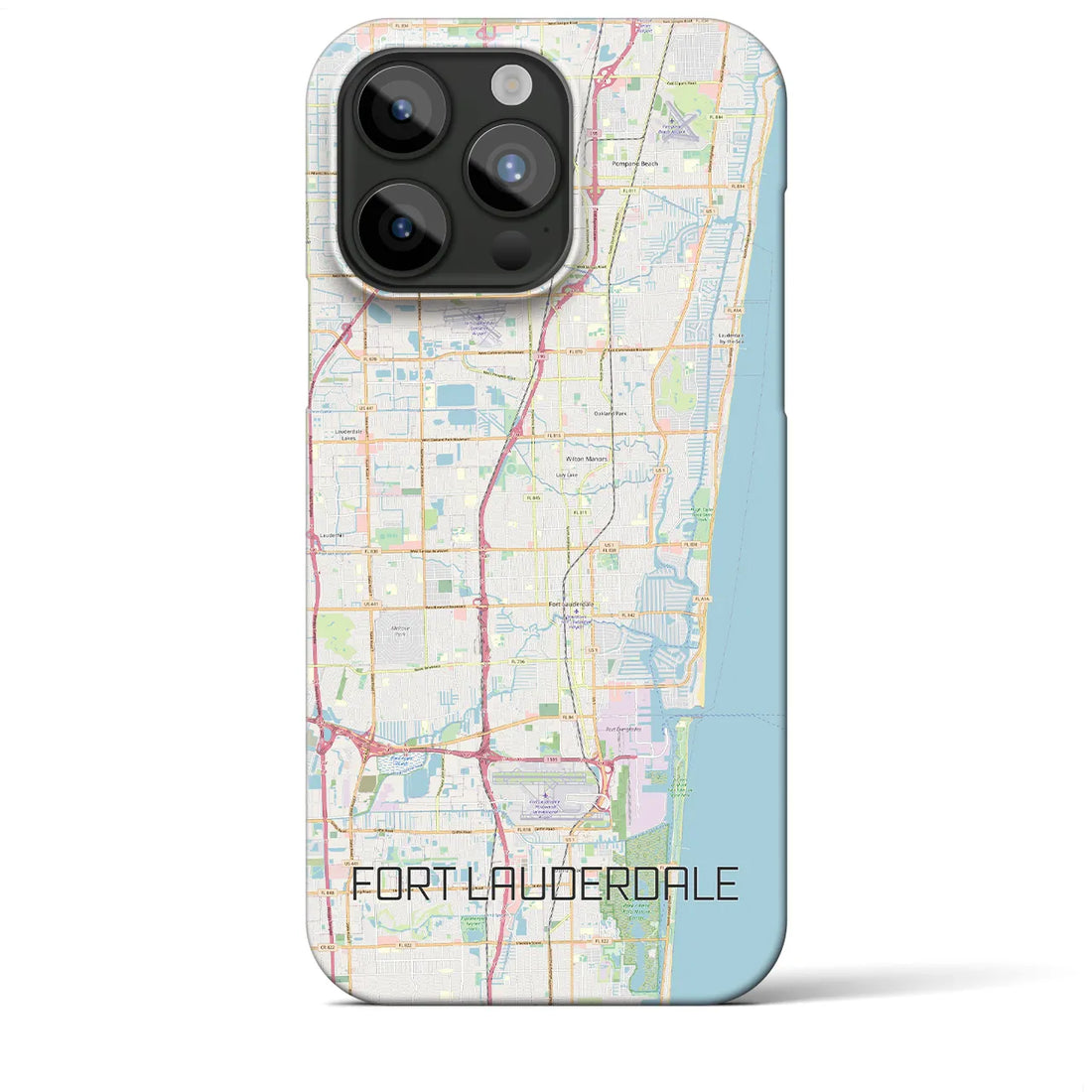 【フォートローダーデール】地図柄iPhoneケース（バックカバータイプ・ナチュラル）iPhone 15 Pro Max 用