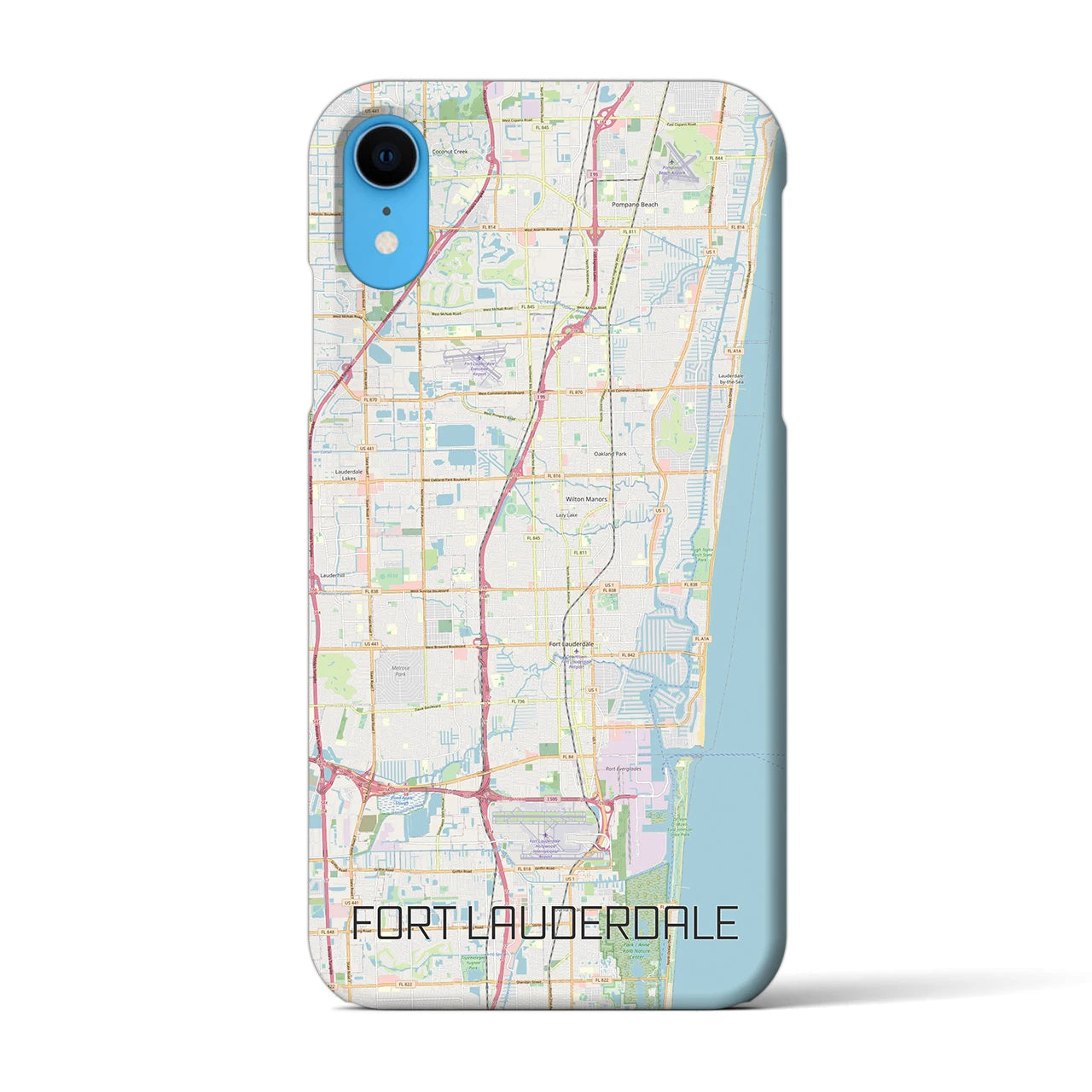 【フォートローダーデール】地図柄iPhoneケース（バックカバータイプ・ナチュラル）iPhone XR 用