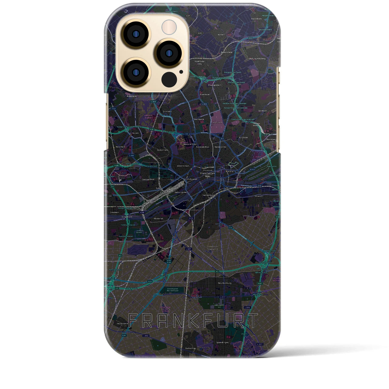 【フランクフルト】地図柄iPhoneケース（バックカバータイプ・ブラック）iPhone 12 Pro Max 用