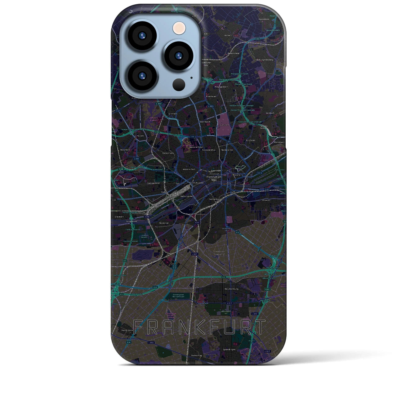 【フランクフルト】地図柄iPhoneケース（バックカバータイプ・ブラック）iPhone 13 Pro Max 用
