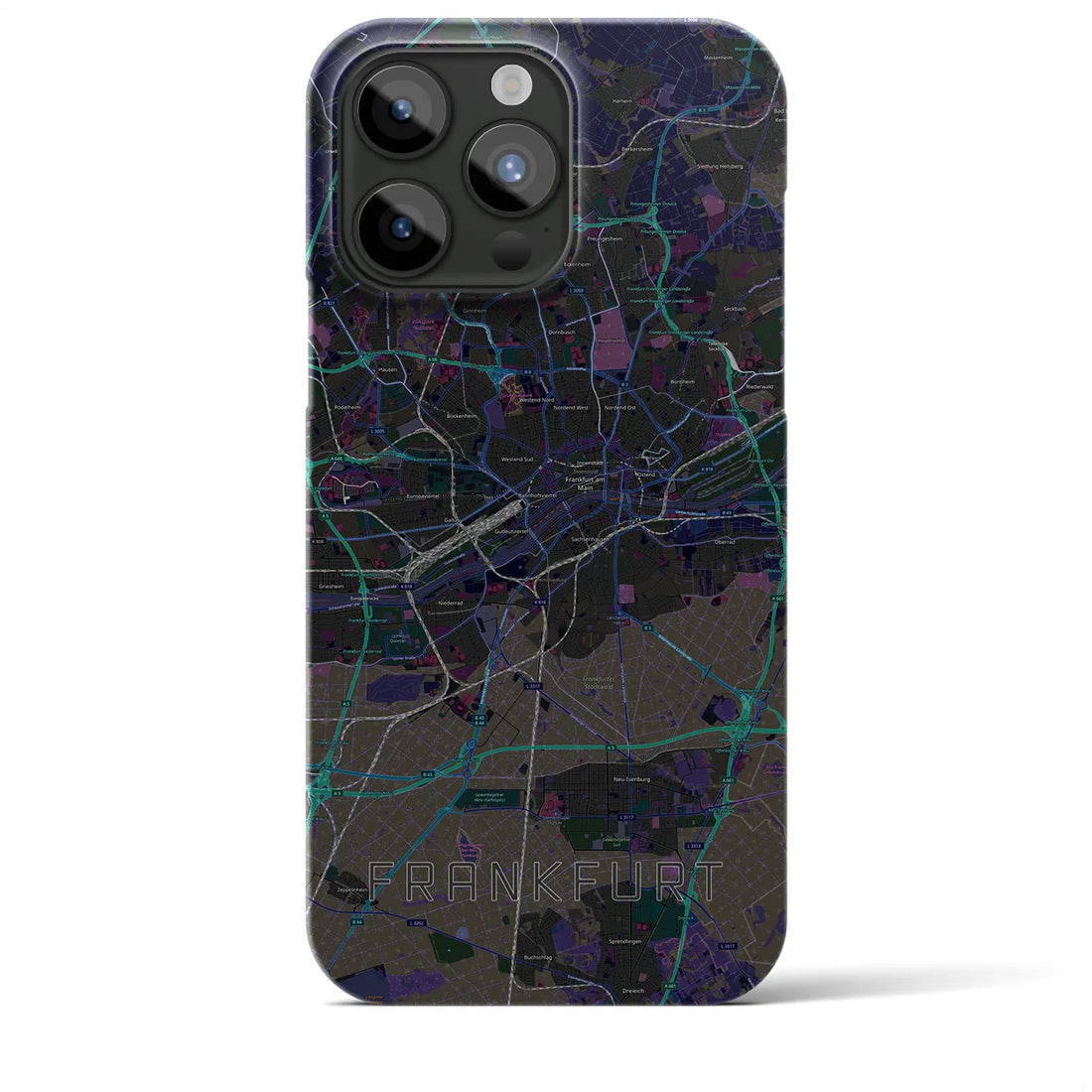 【フランクフルト】地図柄iPhoneケース（バックカバータイプ・ブラック）iPhone 15 Pro Max 用