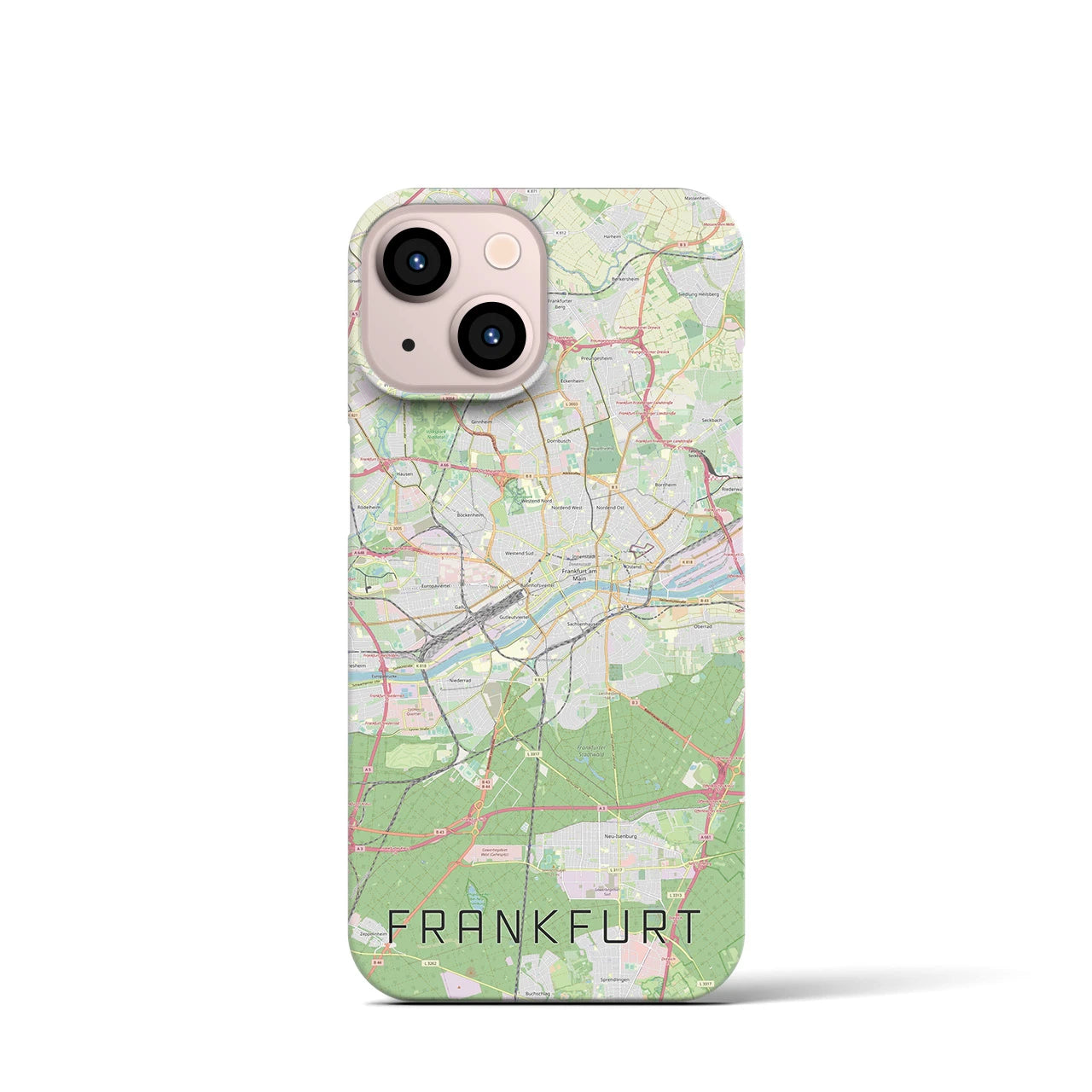 【フランクフルト】地図柄iPhoneケース（バックカバータイプ・ナチュラル）iPhone 13 mini 用
