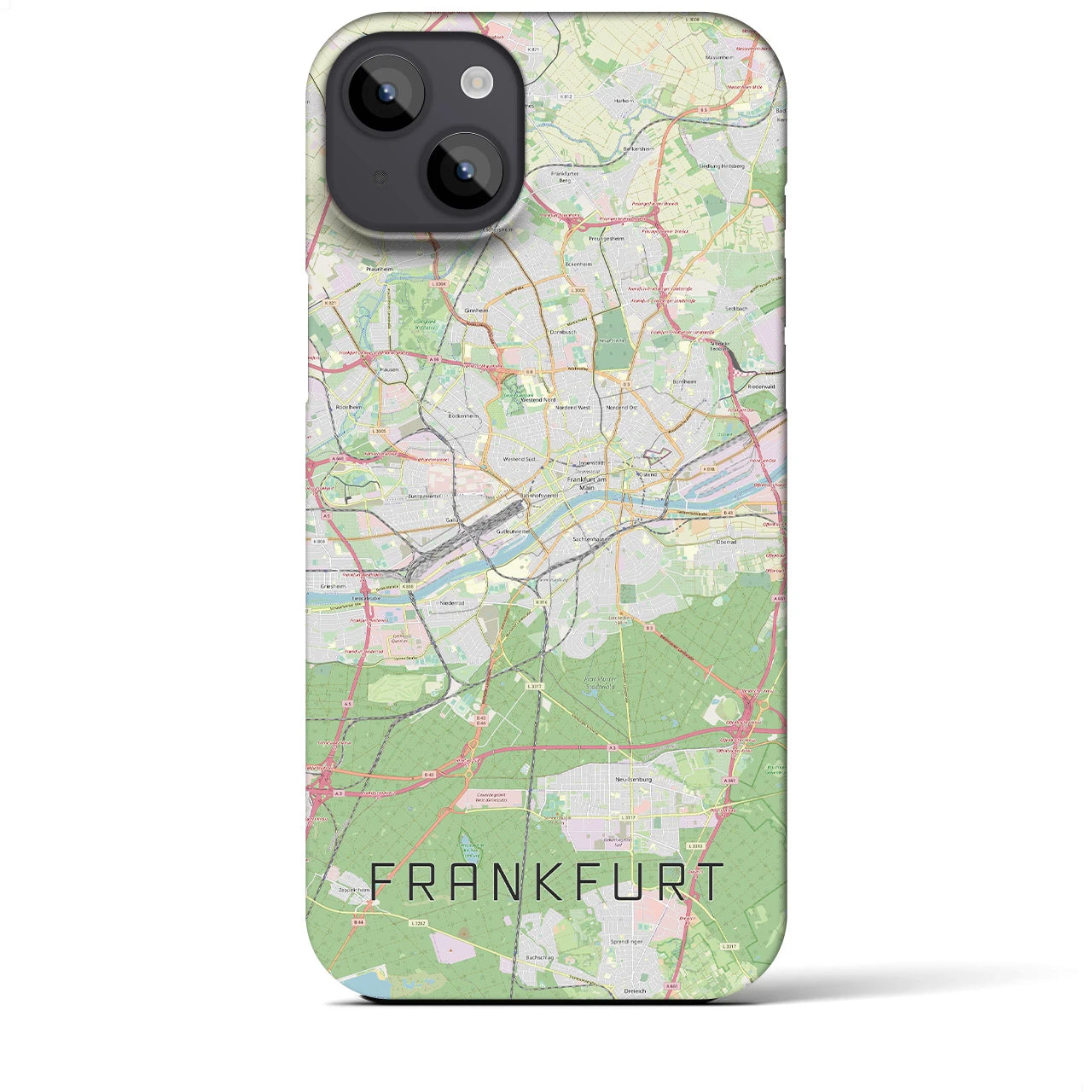 【フランクフルト】地図柄iPhoneケース（バックカバータイプ・ナチュラル）iPhone 14 Plus 用