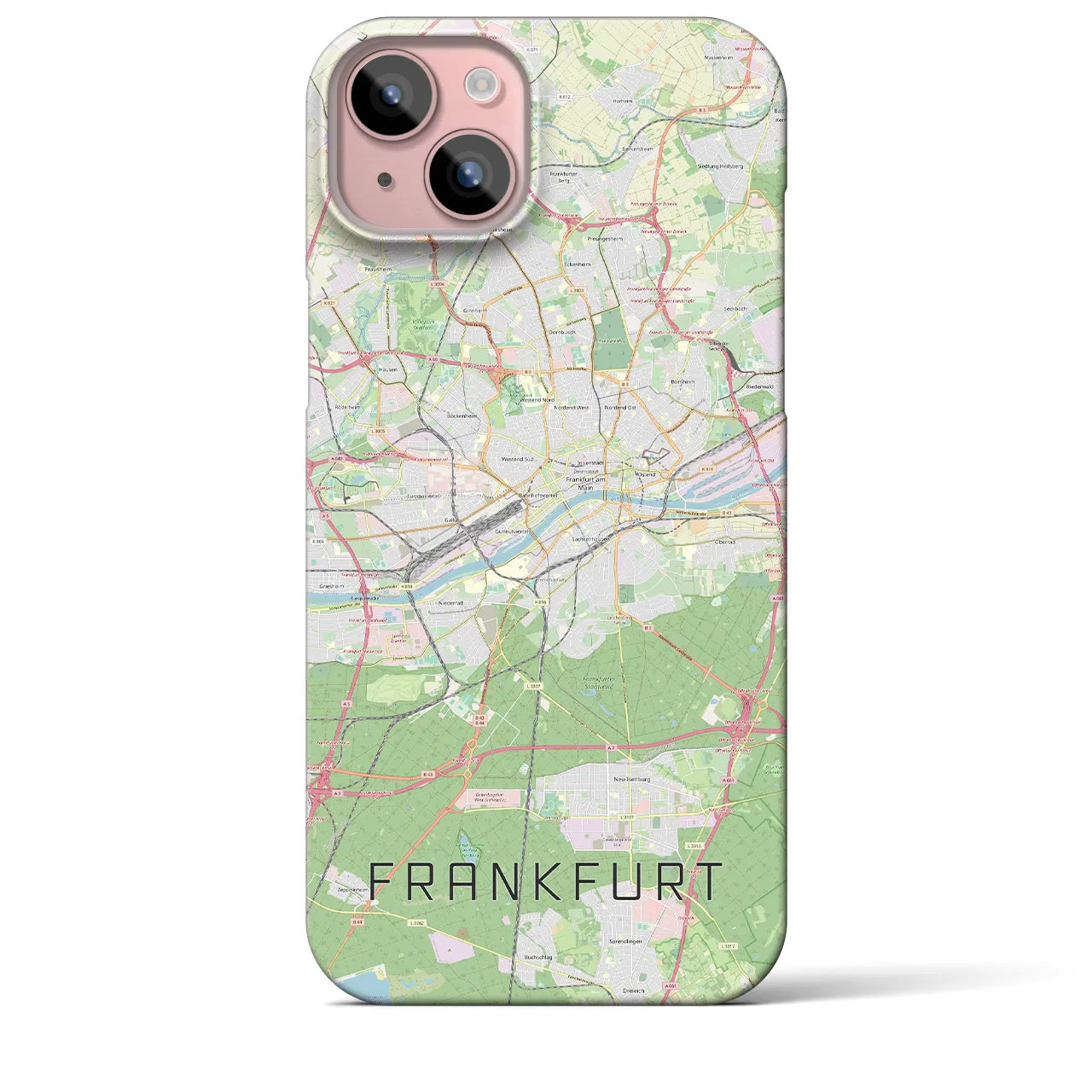 【フランクフルト】地図柄iPhoneケース（バックカバータイプ・ナチュラル）iPhone 15 Plus 用