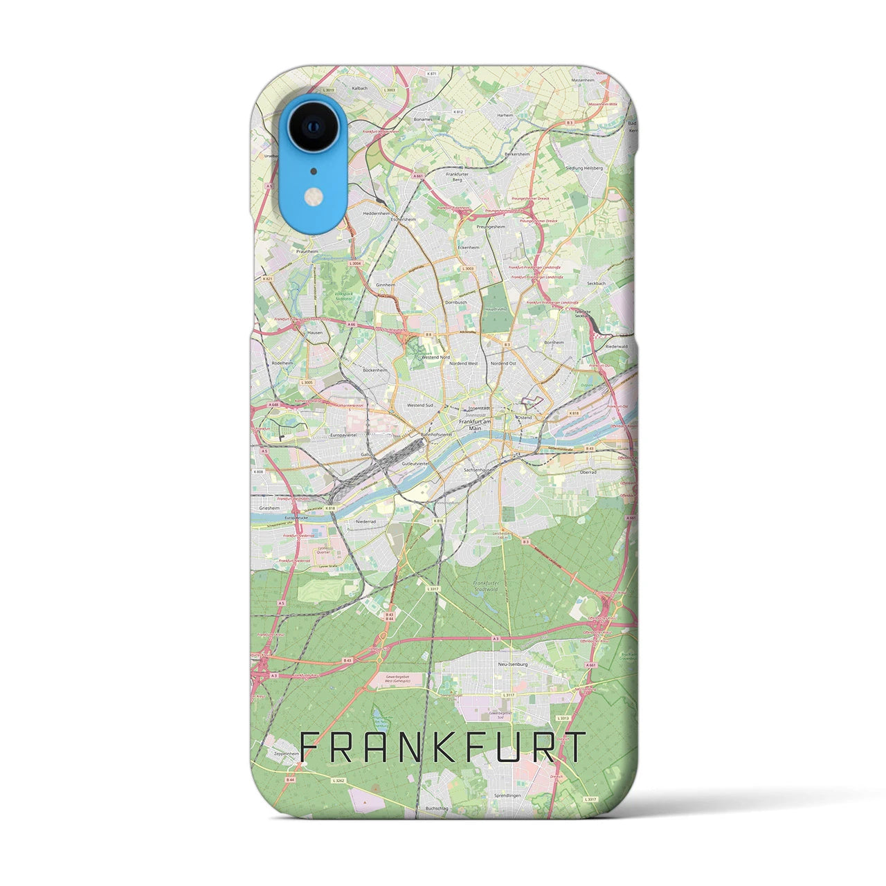 【フランクフルト】地図柄iPhoneケース（バックカバータイプ・ナチュラル）iPhone XR 用
