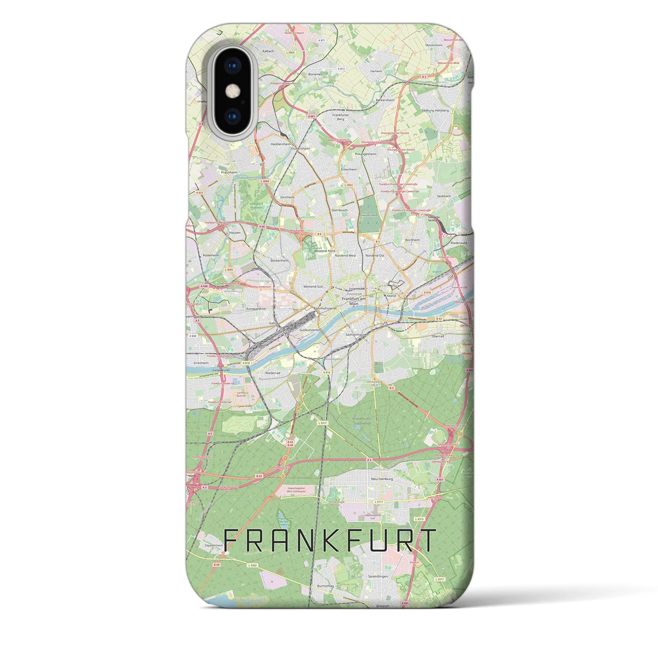 【フランクフルト】地図柄iPhoneケース（バックカバータイプ・ナチュラル）iPhone XS Max 用