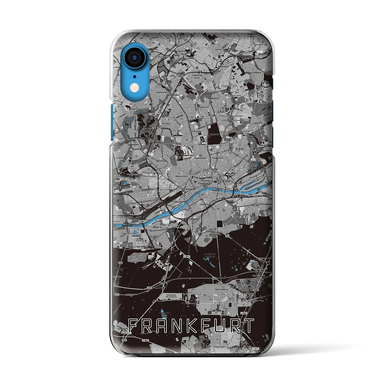 【フランクフルト】地図柄iPhoneケース（クリアタイプ・モノトーン）iPhone XR 用