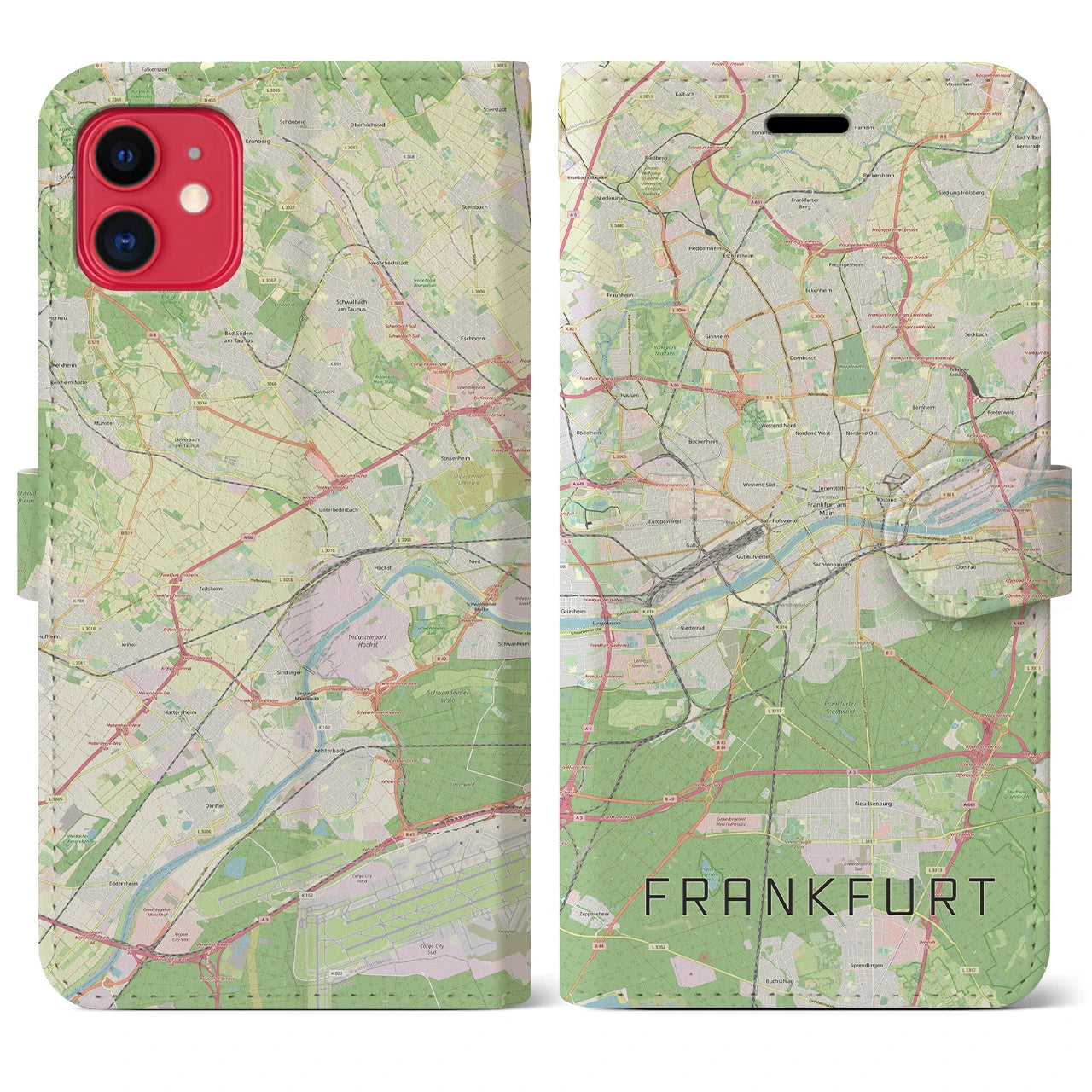 【フランクフルト】地図柄iPhoneケース（手帳両面タイプ・ナチュラル）iPhone 11 用