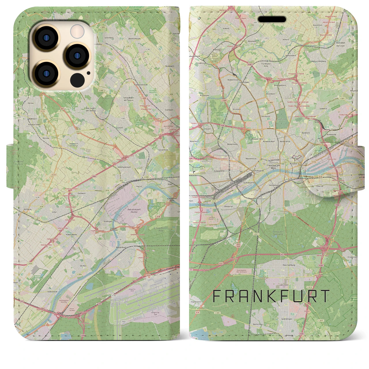 【フランクフルト】地図柄iPhoneケース（手帳両面タイプ・ナチュラル）iPhone 12 Pro Max 用
