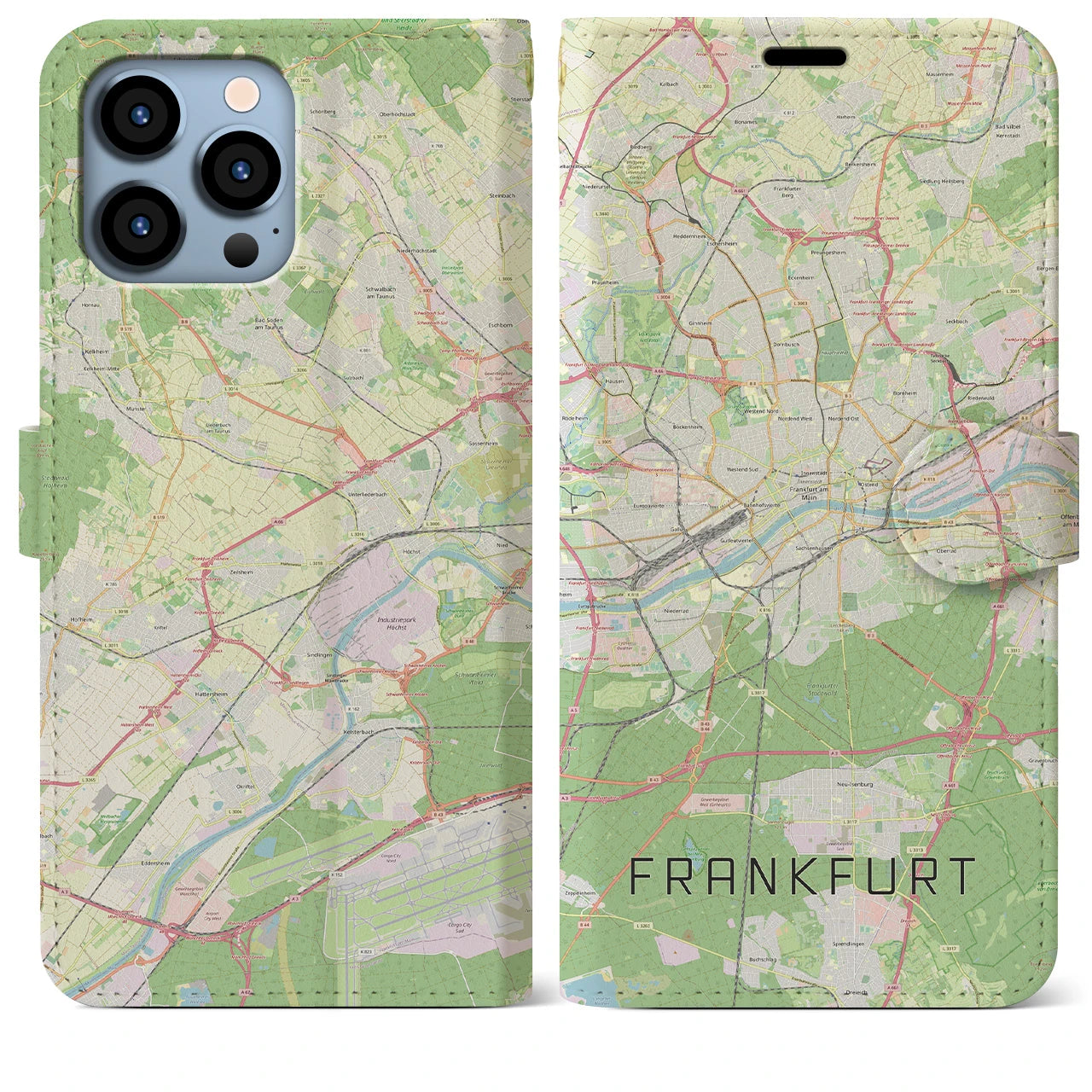 【フランクフルト】地図柄iPhoneケース（手帳両面タイプ・ナチュラル）iPhone 13 Pro Max 用