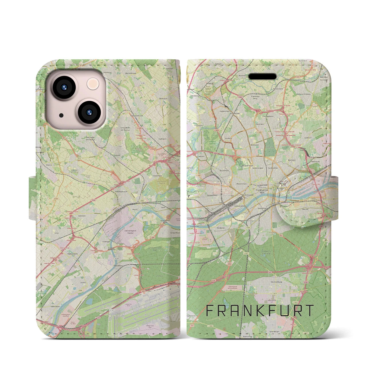 【フランクフルト】地図柄iPhoneケース（手帳両面タイプ・ナチュラル）iPhone 13 mini 用