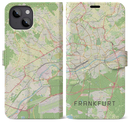【フランクフルト（ドイツ）】地図柄iPhoneケース（手帳タイプ）ナチュラル・iPhone 14 Plus 用