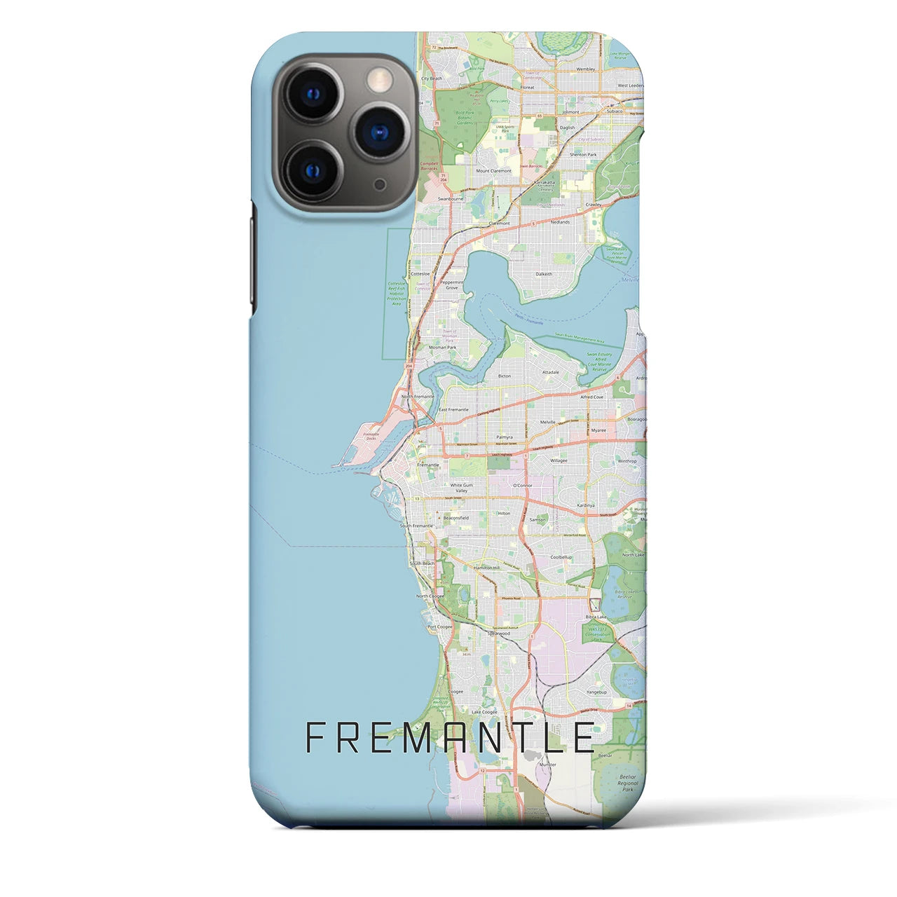 【フリーマントル】地図柄iPhoneケース（バックカバータイプ・ナチュラル）iPhone 11 Pro Max 用