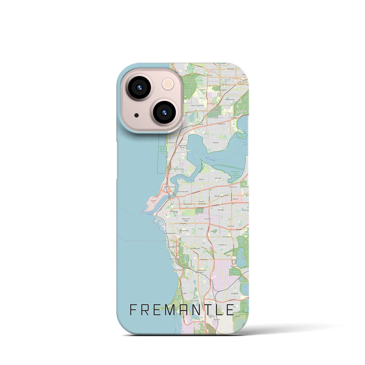 【フリーマントル】地図柄iPhoneケース（バックカバータイプ・ナチュラル）iPhone 13 mini 用