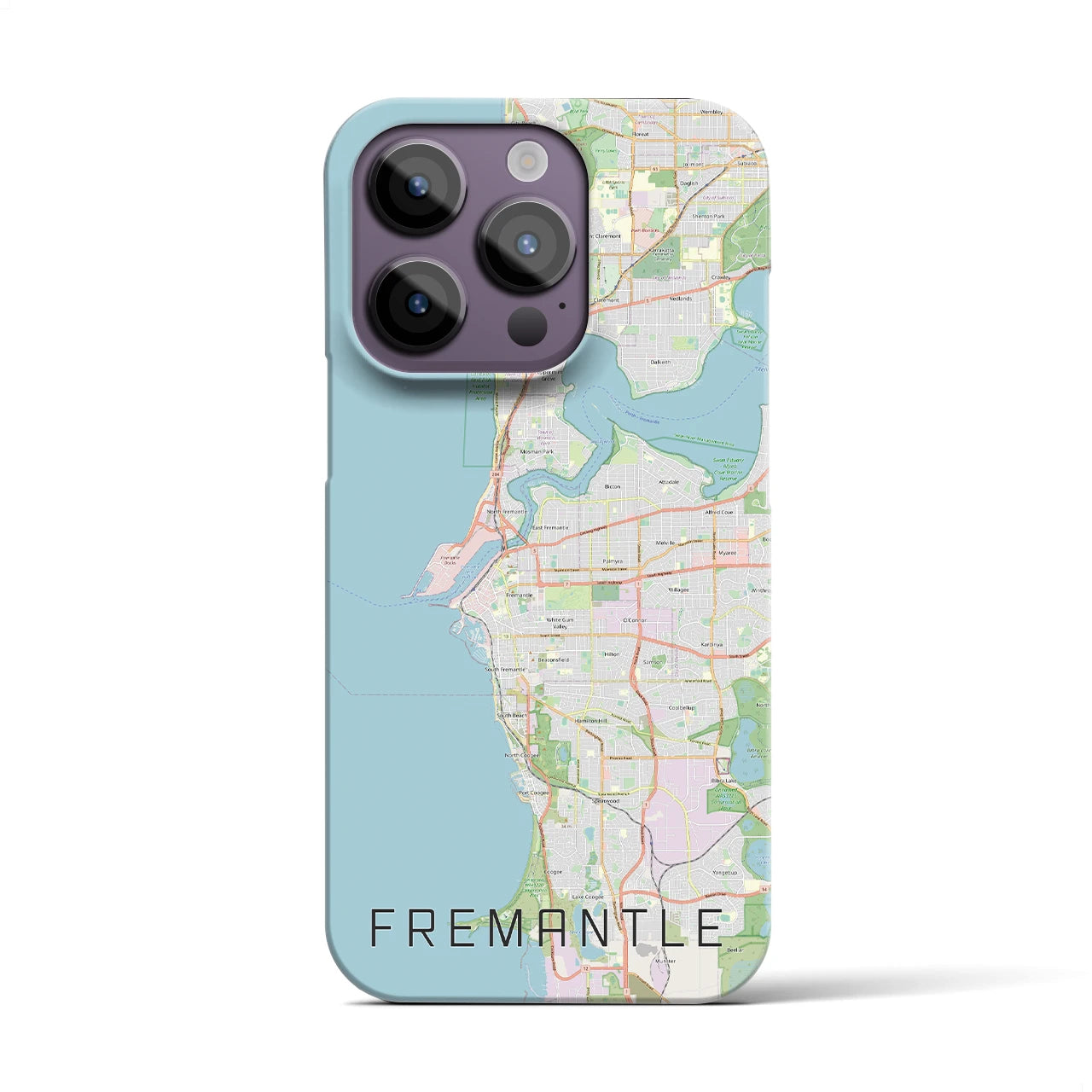 【フリーマントル】地図柄iPhoneケース（バックカバータイプ・ナチュラル）iPhone 14 Pro 用