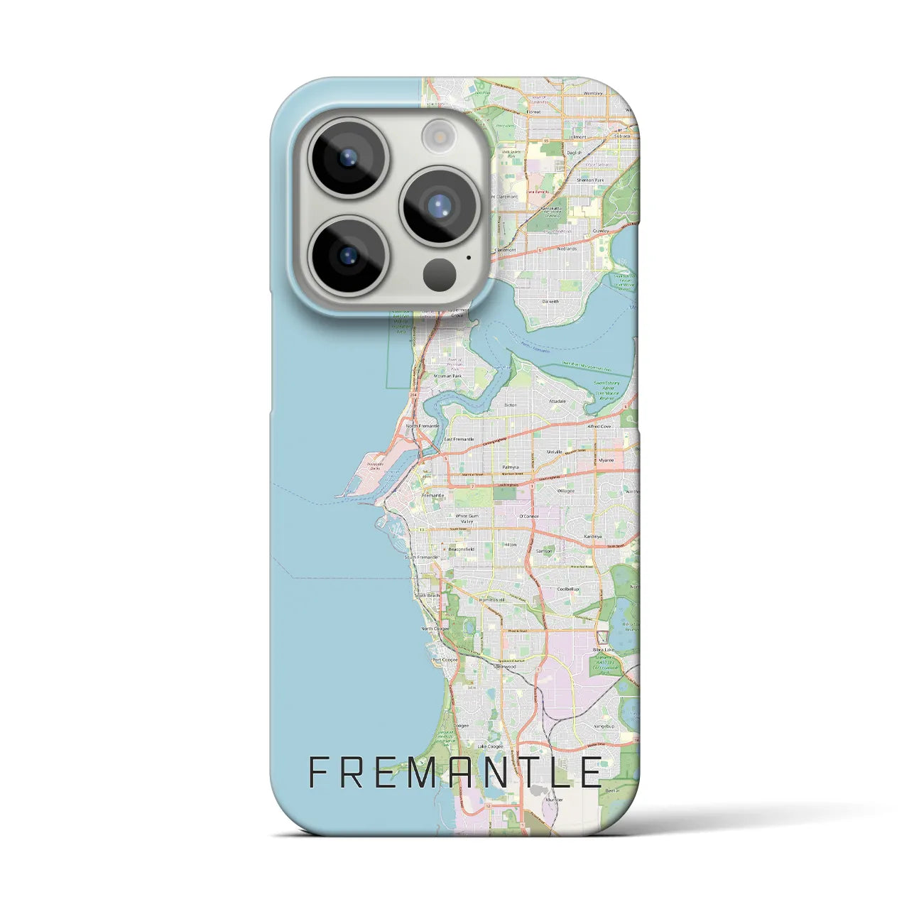 【フリーマントル】地図柄iPhoneケース（バックカバータイプ・ナチュラル）iPhone 15 Pro 用