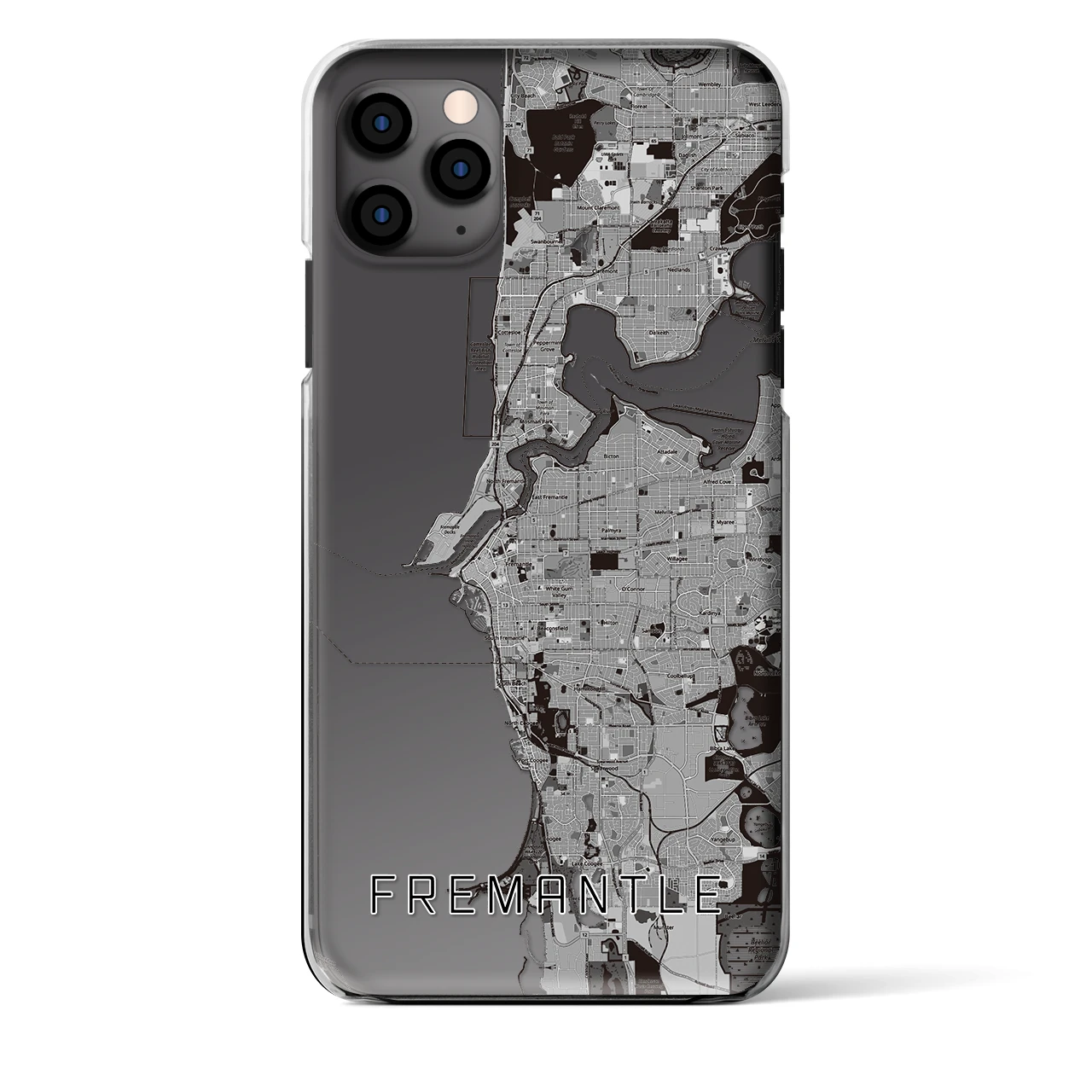 【フリーマントル】地図柄iPhoneケース（クリアタイプ・モノトーン）iPhone 11 Pro Max 用