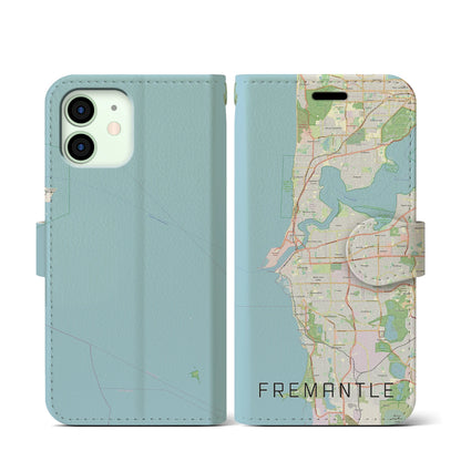 【フリーマントル（オーストラリア）】地図柄iPhoneケース（手帳タイプ）ナチュラル・iPhone 12 mini 用